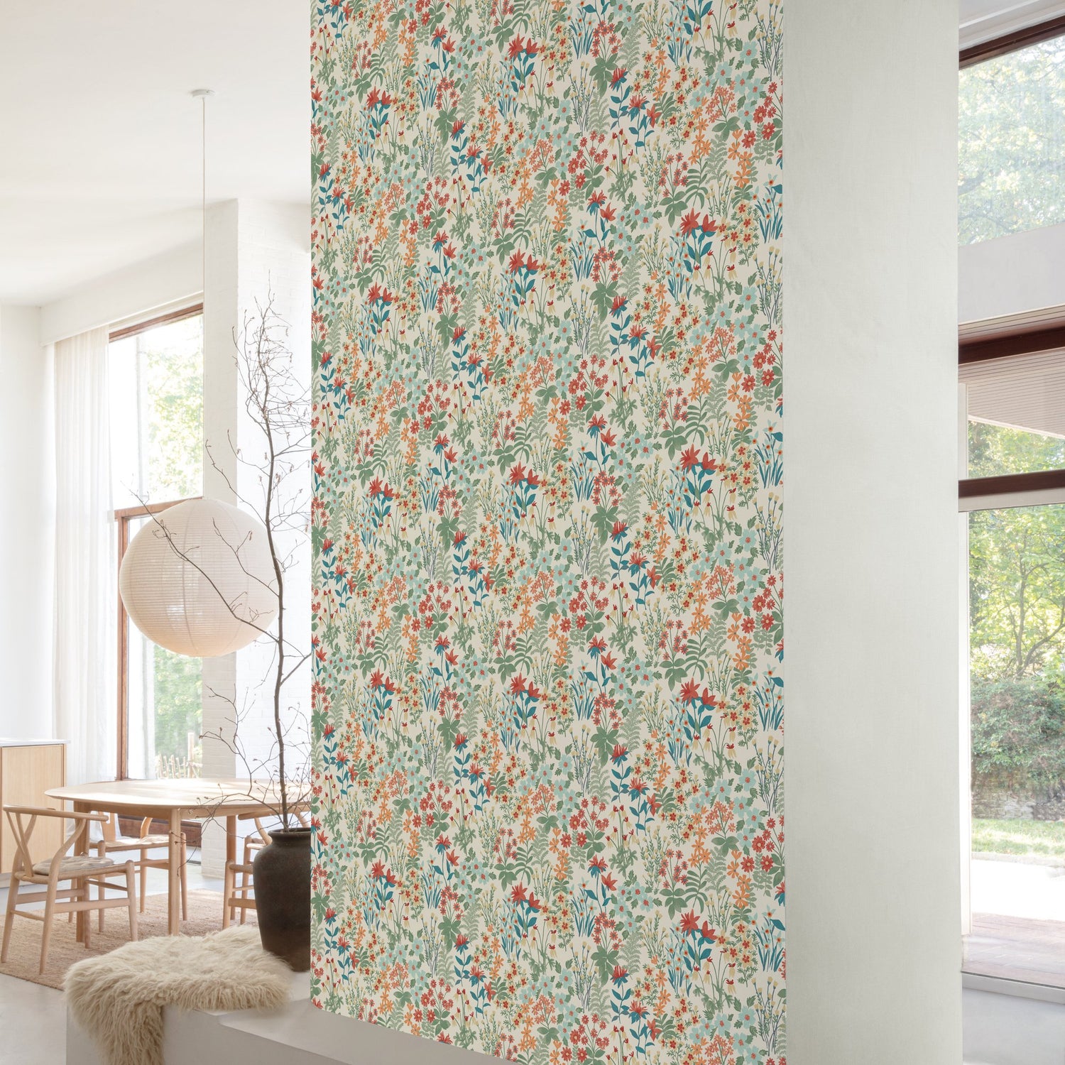 Classical Floral All-over Wallpaper in multi-colored color - pattern number ARA70902 - by Grandeco in the Arcadia collection