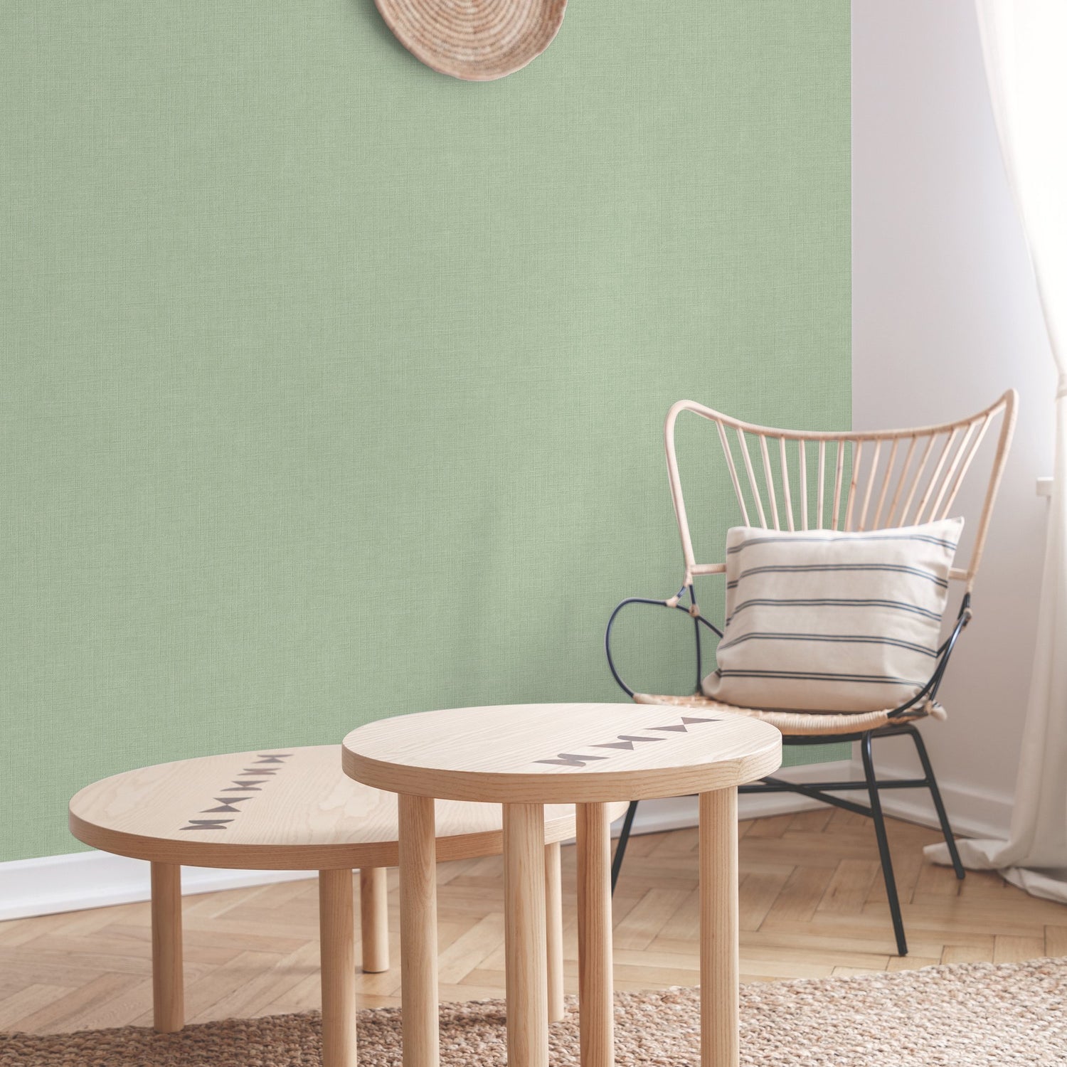 Textile Plain Wallpaper in green color - pattern number ARA71008 - by Grandeco in the Arcadia collection