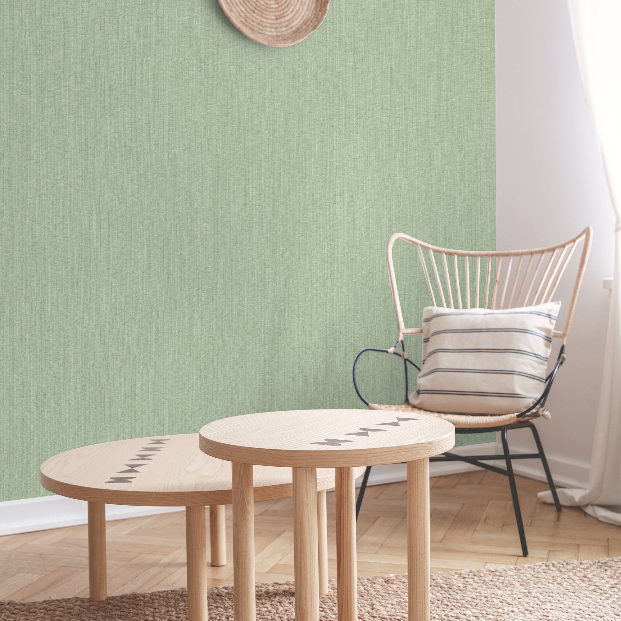 Textile Plain Wallpaper in green color - pattern number ARA71008 - by Grandeco in the Arcadia collection
