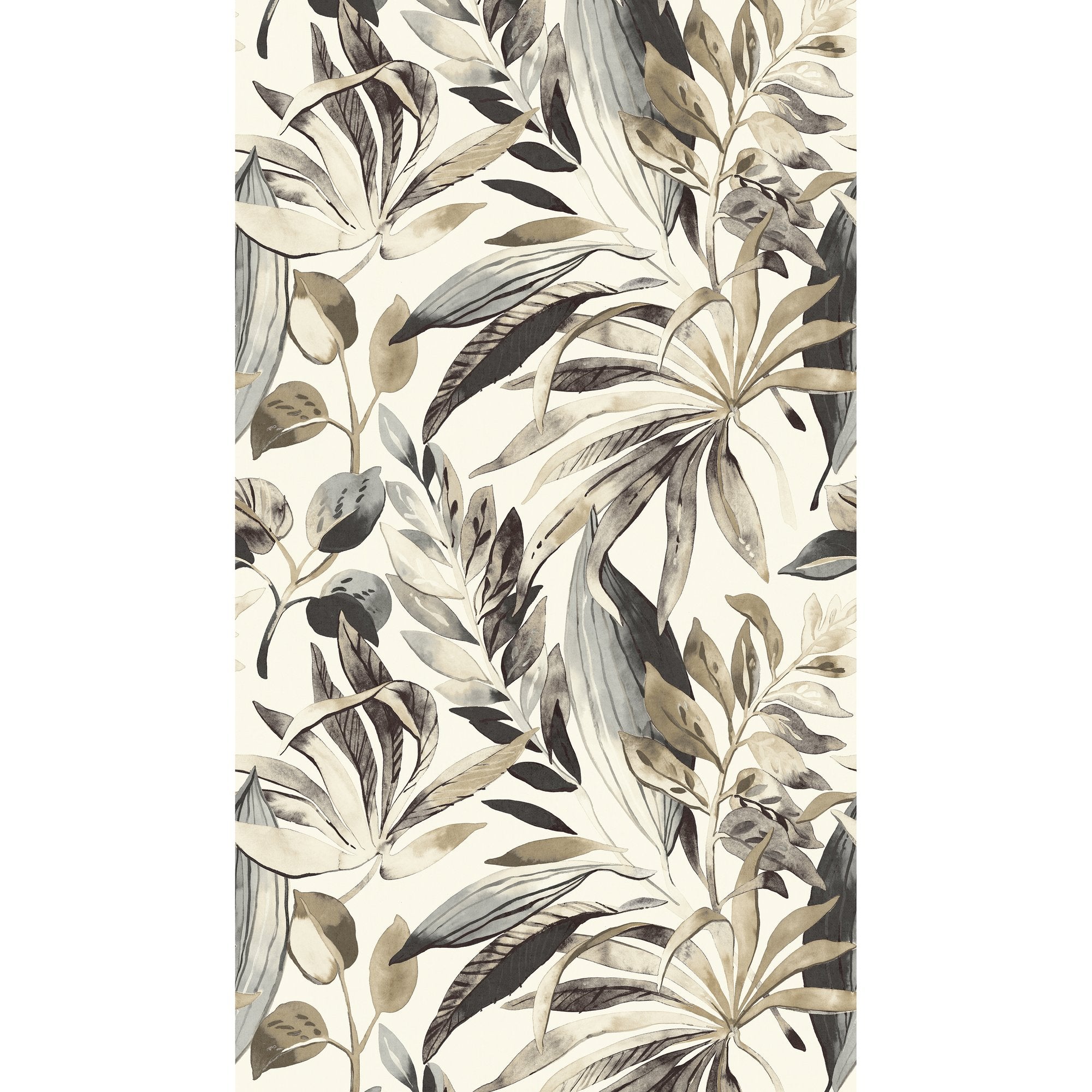 Branched Leaves Motive 3 Panel Mural in beige color - pattern number A71701 - by Grandeco in the Orom II collection