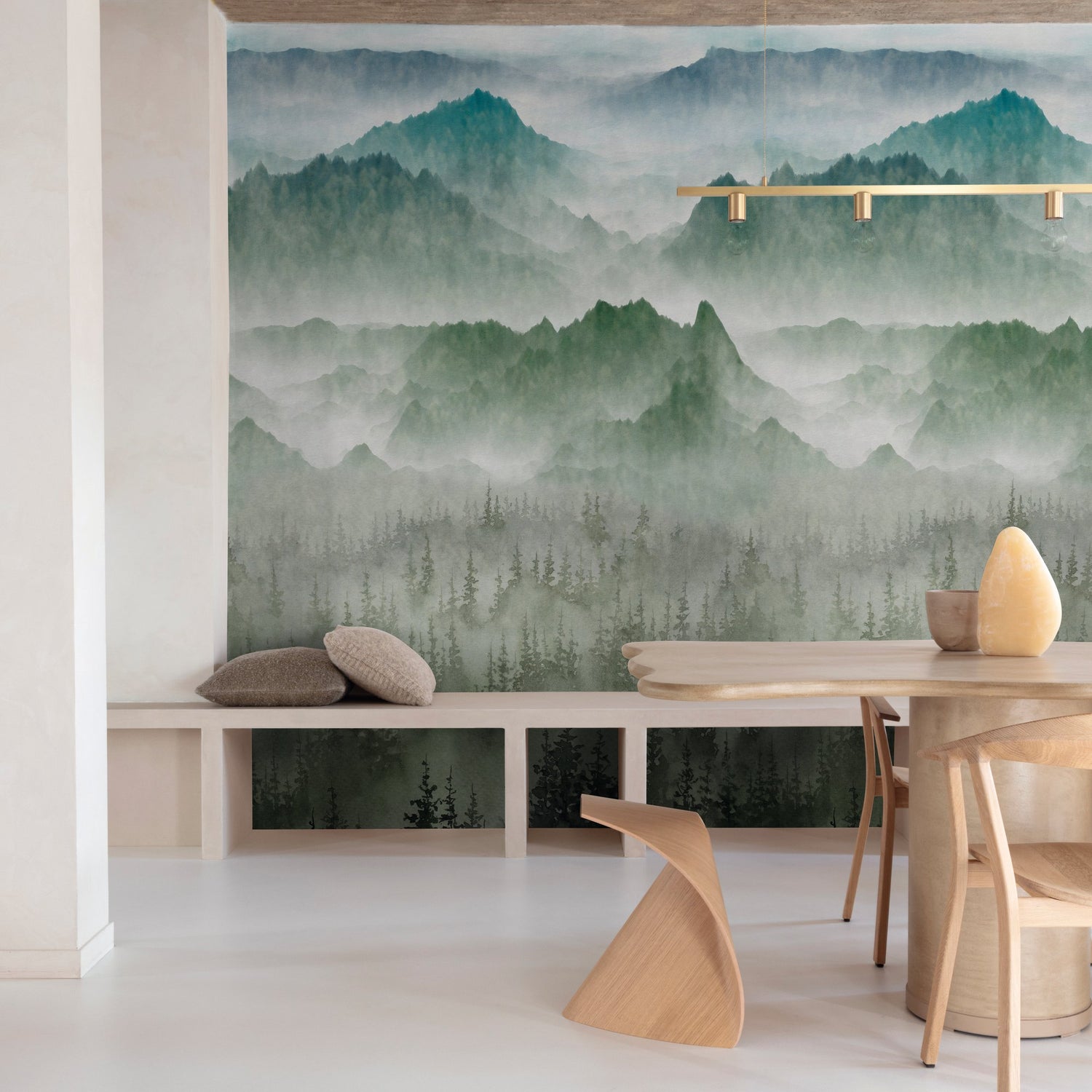 Photographic All-over Print 3 Panel Mural in green color - pattern number A73601 - by Grandeco in the Orom II collection