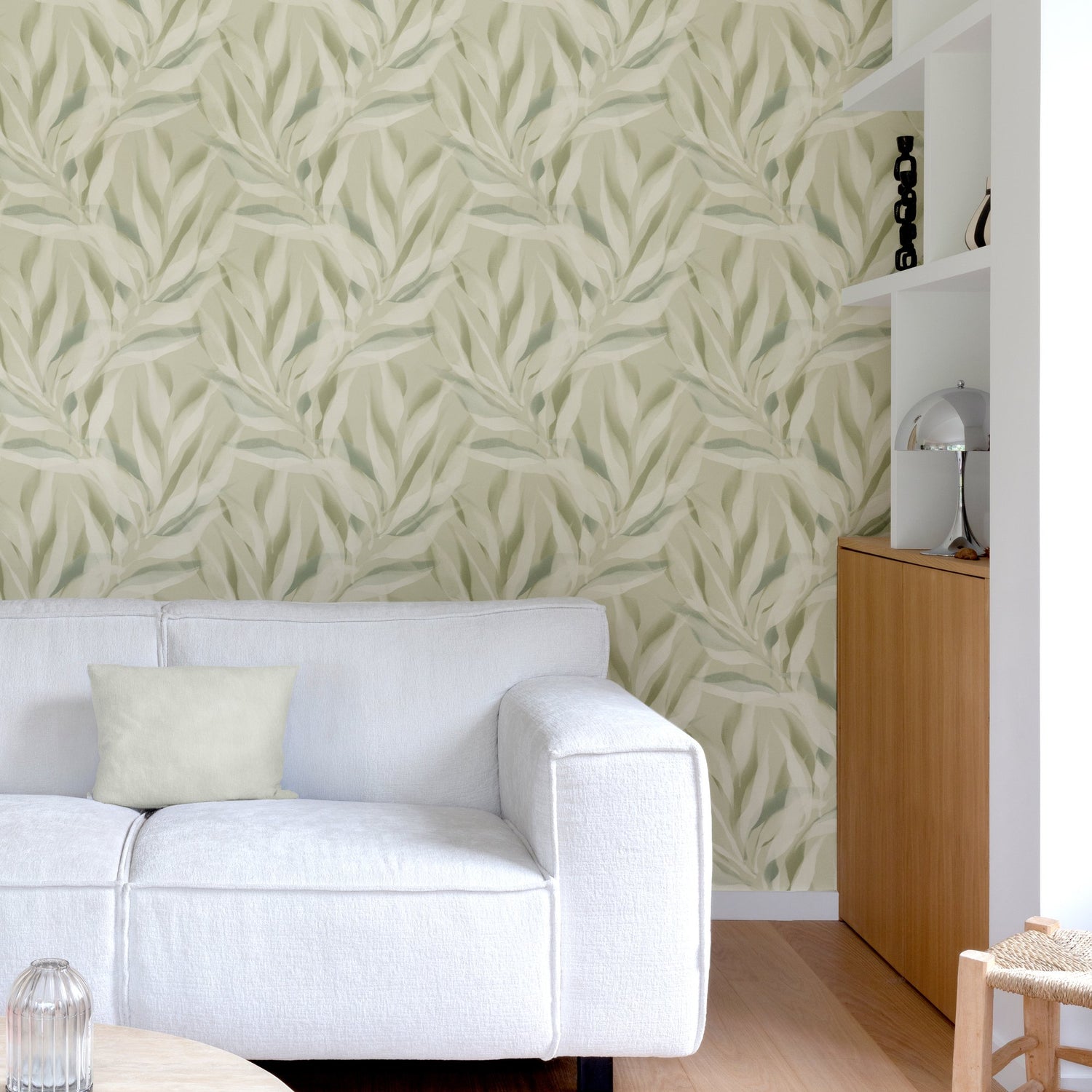 Branched Leaves All-over Wallpaper in blue color - pattern number KRA76102 - by Grandeco in the Karuna collection