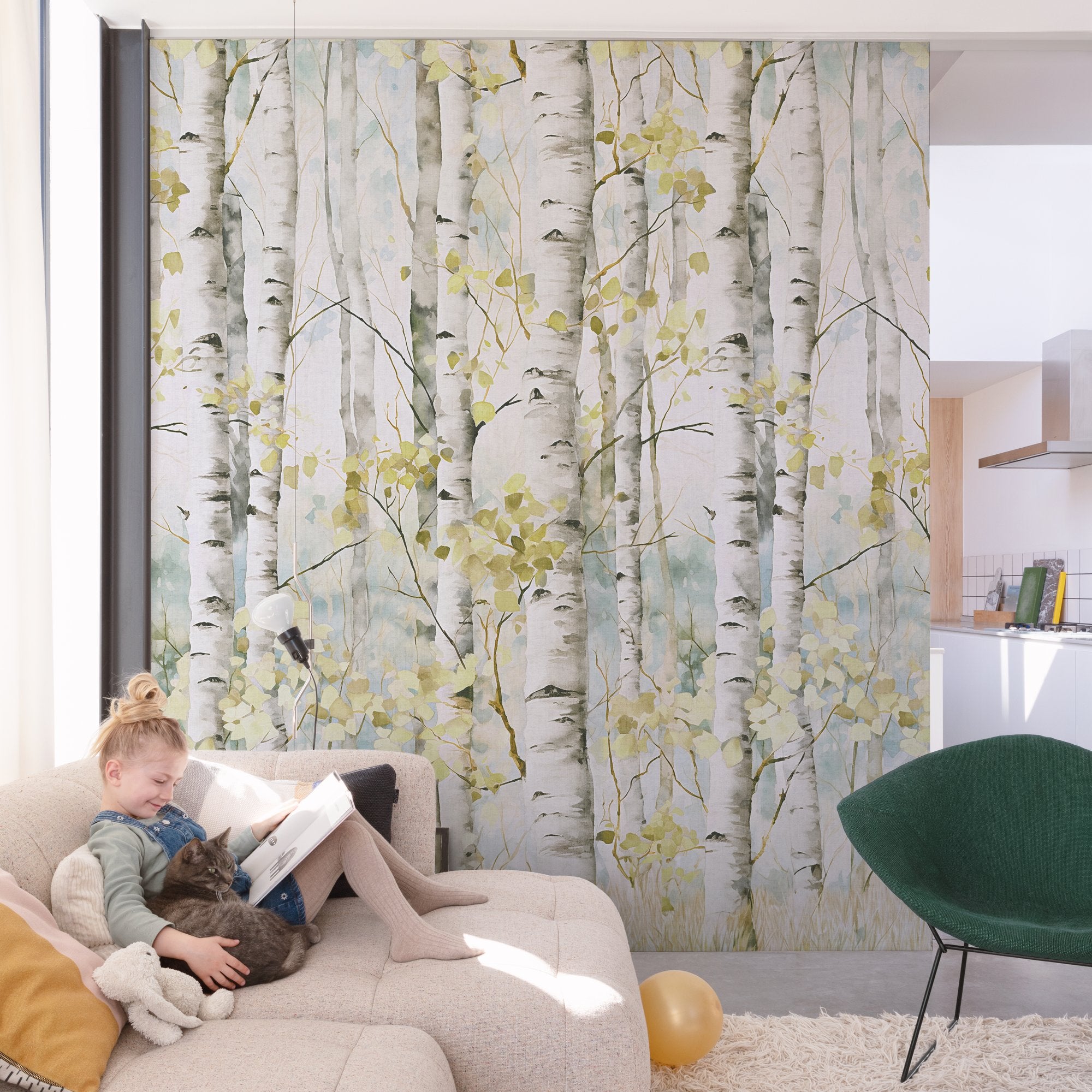 Trees all-over 3 Panel Mural in multi-colored color - pattern number A77301 - by Grandeco in the Orom II collection