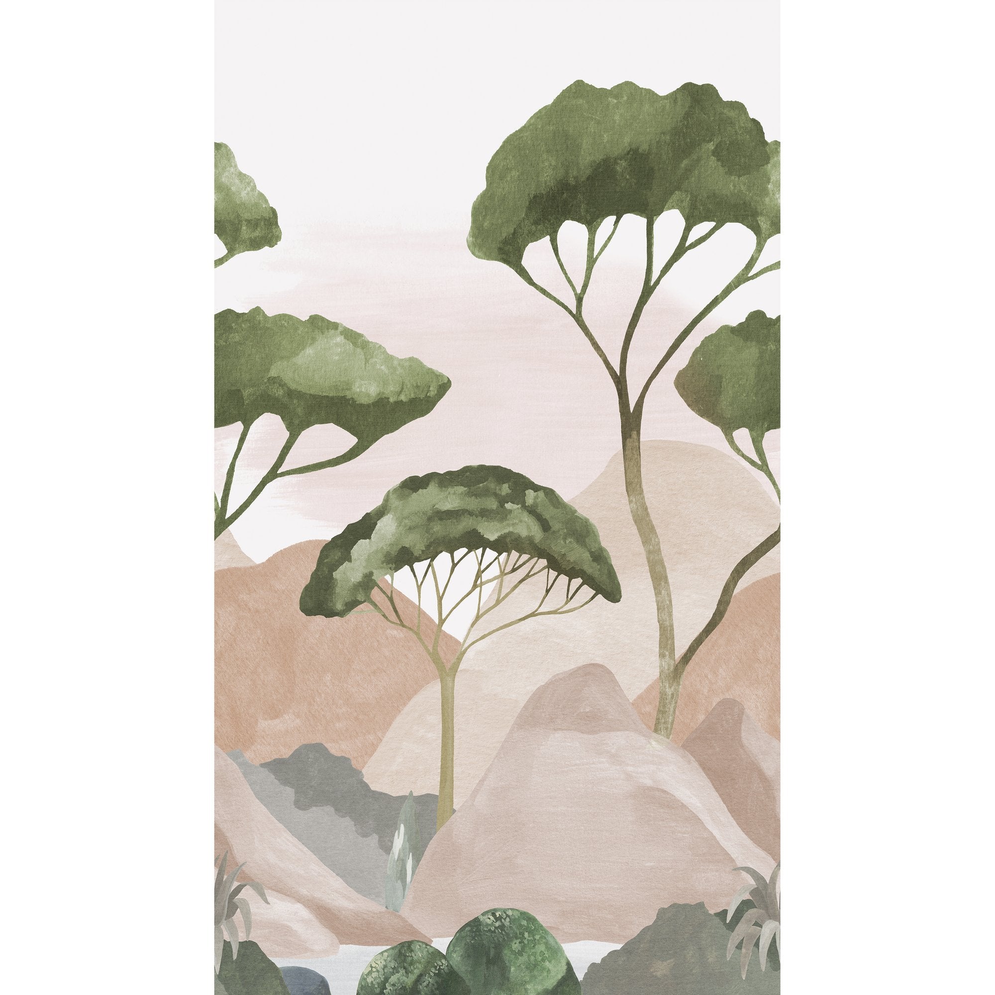 Landscape 3 Panel Mural in green color - pattern number A77401 - by Grandeco in the Orom II collection