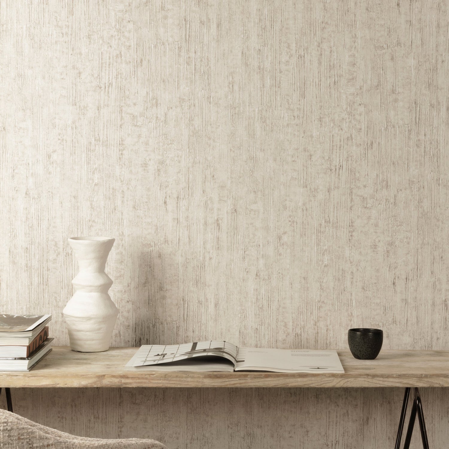 Concrete Plain Wallpaper in beige color - pattern number A77803 - by Grandeco in the Textured Vibes collection