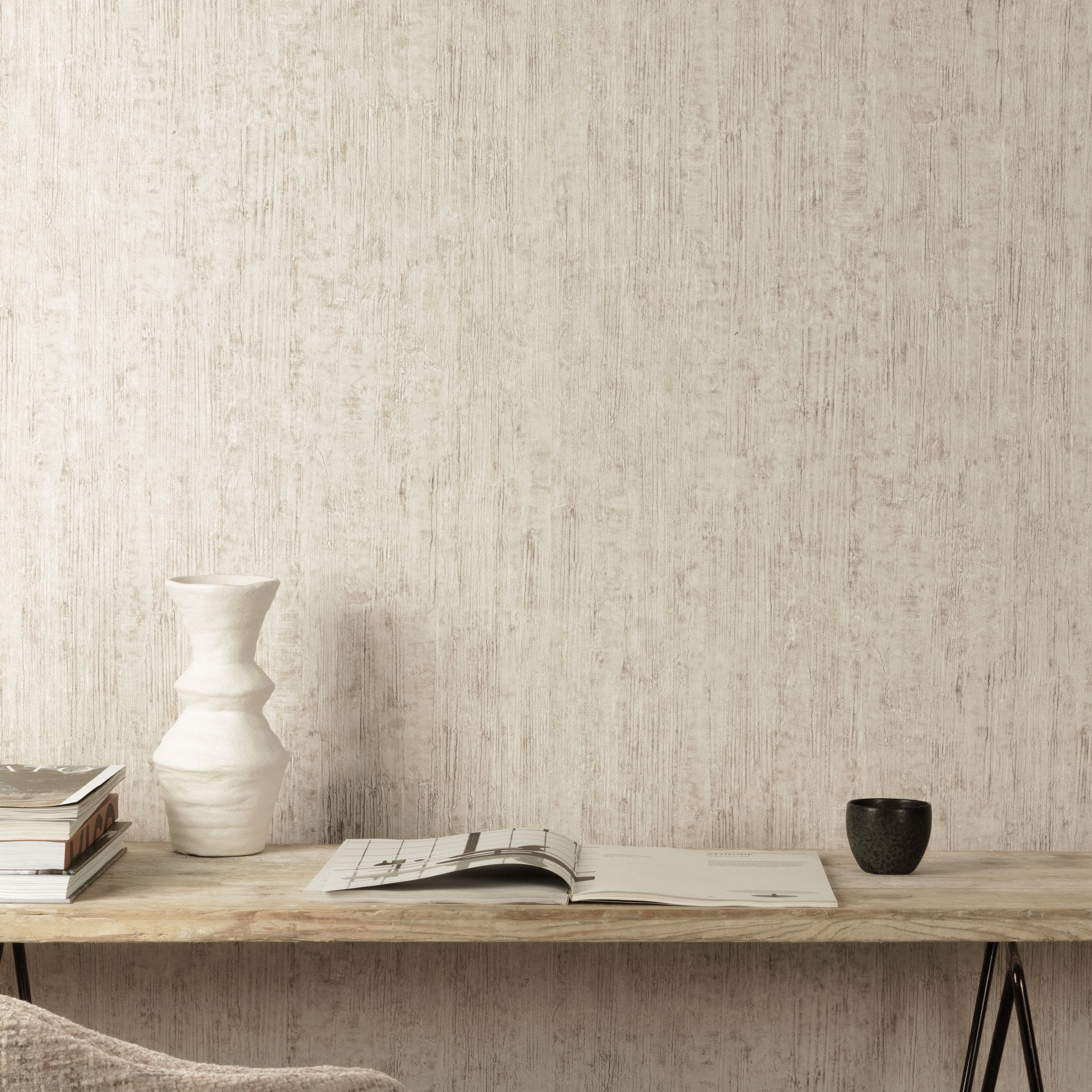 Concrete Plain Wallpaper in beige color - pattern number A77803 - by Grandeco in the Textured Vibes collection