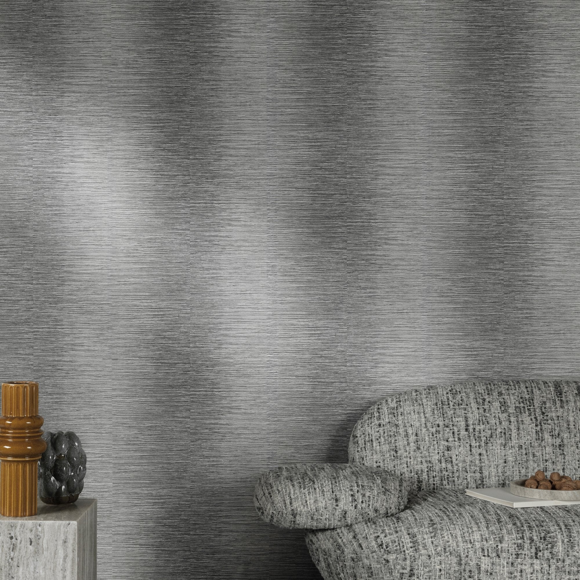 Irregular Stripes Wallpaper in black color - pattern number A77905 - by Grandeco in the Textured Vibes collection