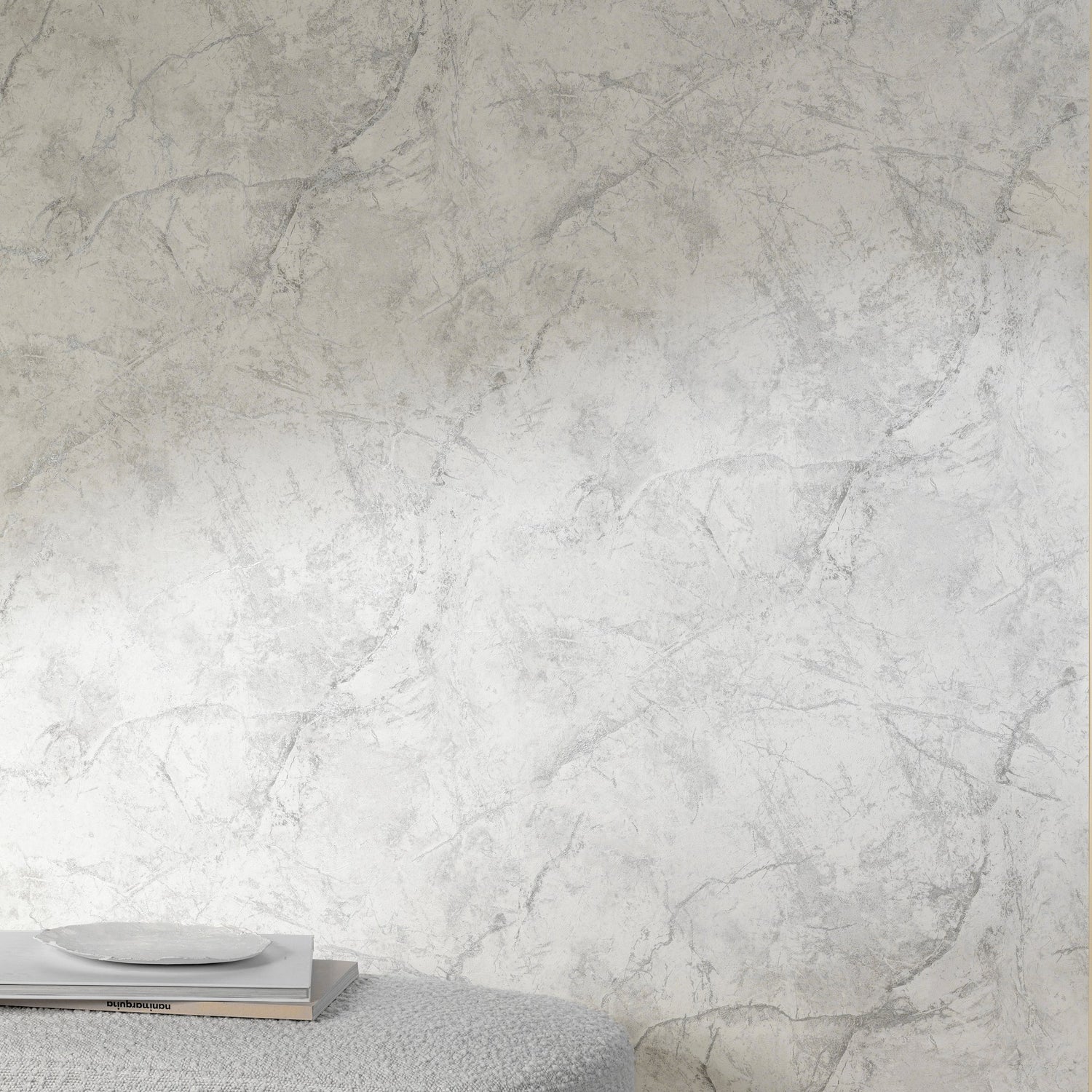 Marble Plain Wallpaper in white color - pattern number A78001 - by Grandeco in the Textured Vibes collection