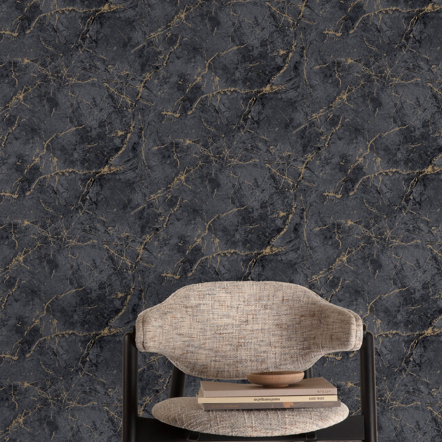 Marble Plain Wallpaper in black color - pattern number A78003 - by Grandeco in the Textured Vibes collection