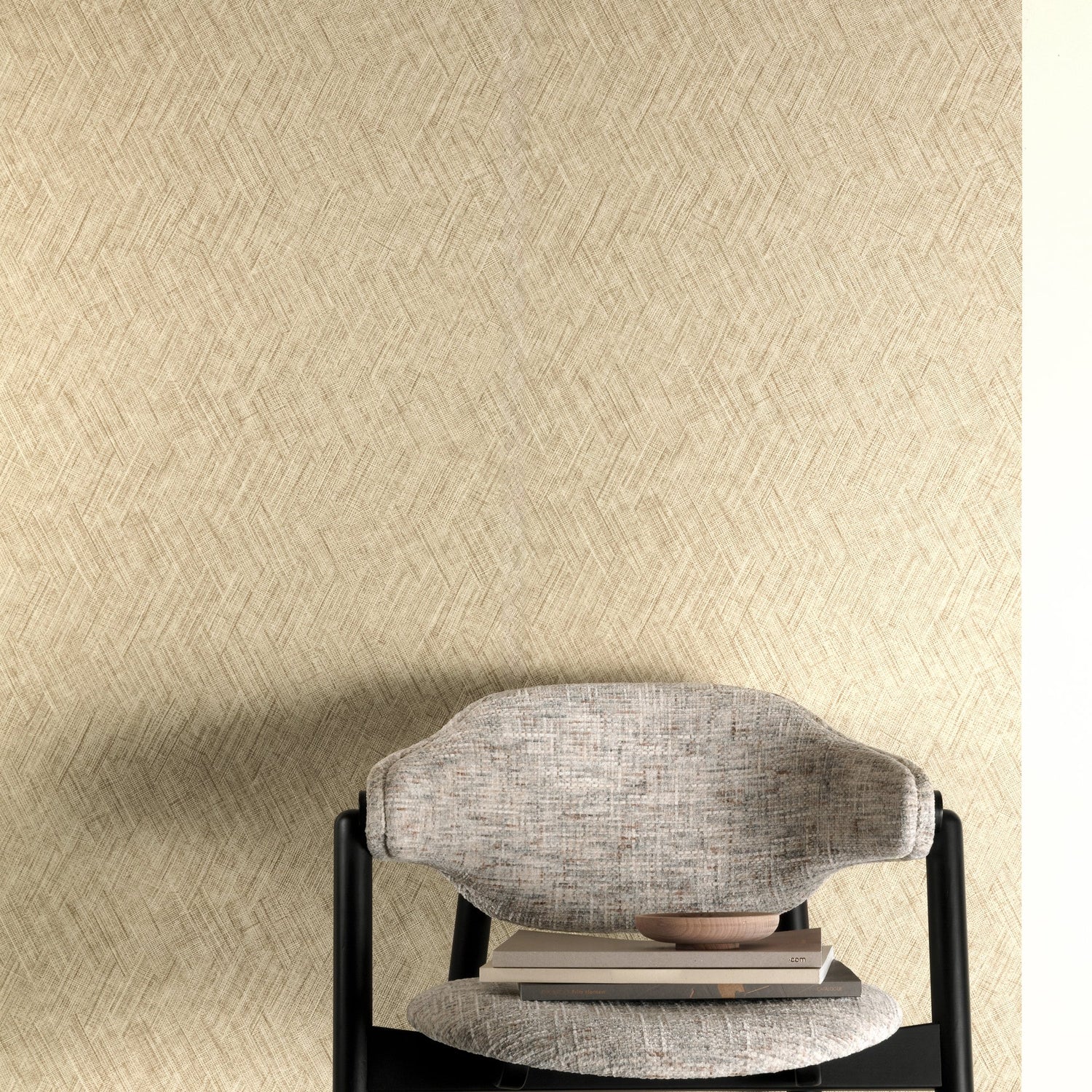 Textile Plain Wallpaper in beige color - pattern number A78303 - by Grandeco in the Textured Vibes collection