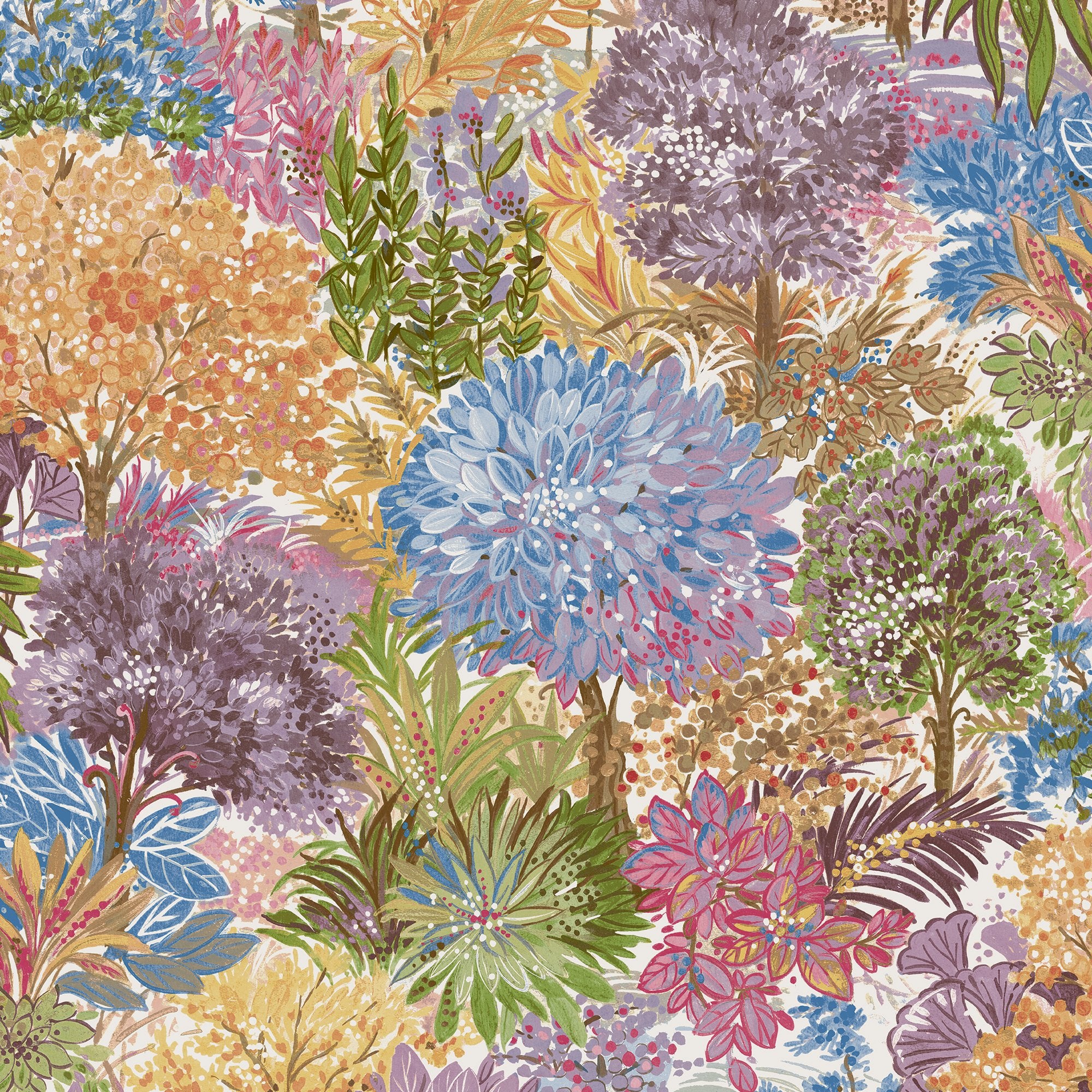 Classical Floral All-over Wallpaper in multi-colored color - pattern number INA78601 - by Grandeco in the Inia collection