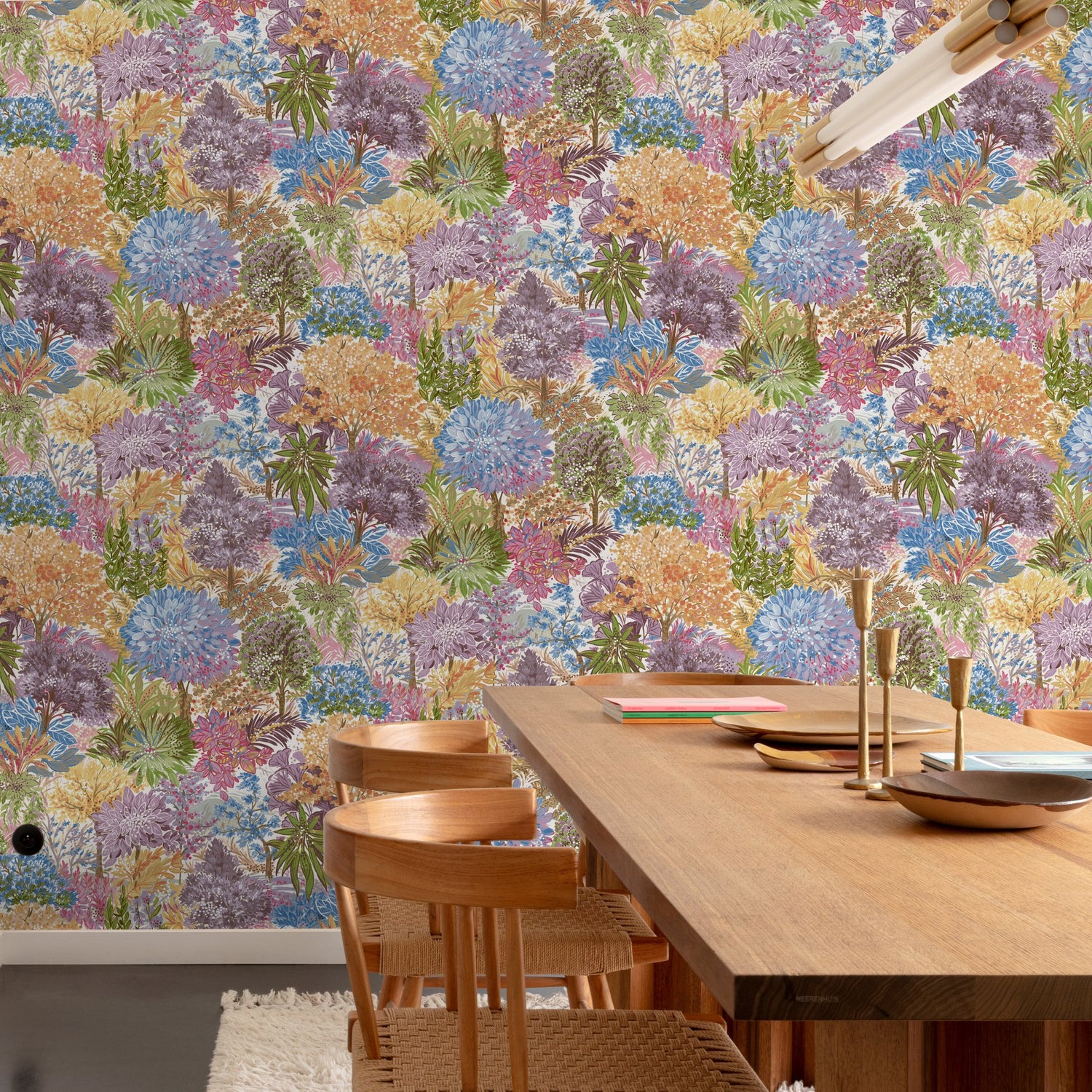 Classical Floral All-over Wallpaper in multi-colored color - pattern number INA78601 - by Grandeco in the Inia collection