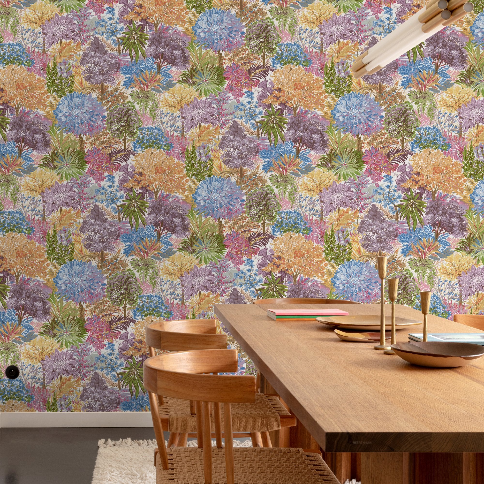 Classical Floral All-over Wallpaper in multi-colored color - pattern number INA78601 - by Grandeco in the Inia collection