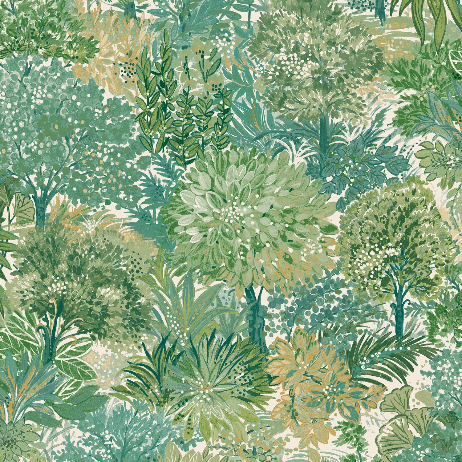 Classical Floral All-over Wallpaper in green color - pattern number INA78602 - by Grandeco in the Inia collection