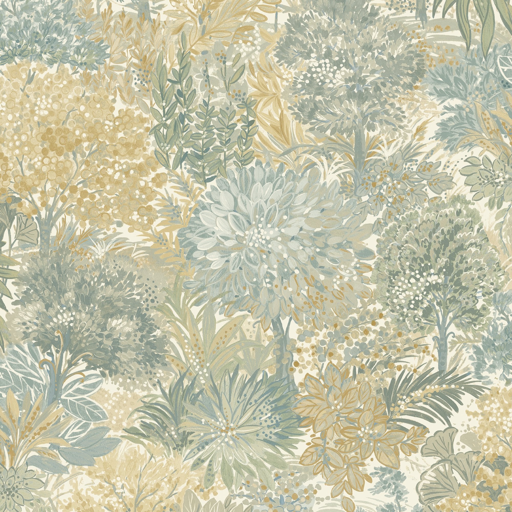 Classical Floral All-over Wallpaper in green color - pattern number INA78603 - by Grandeco in the Inia collection
