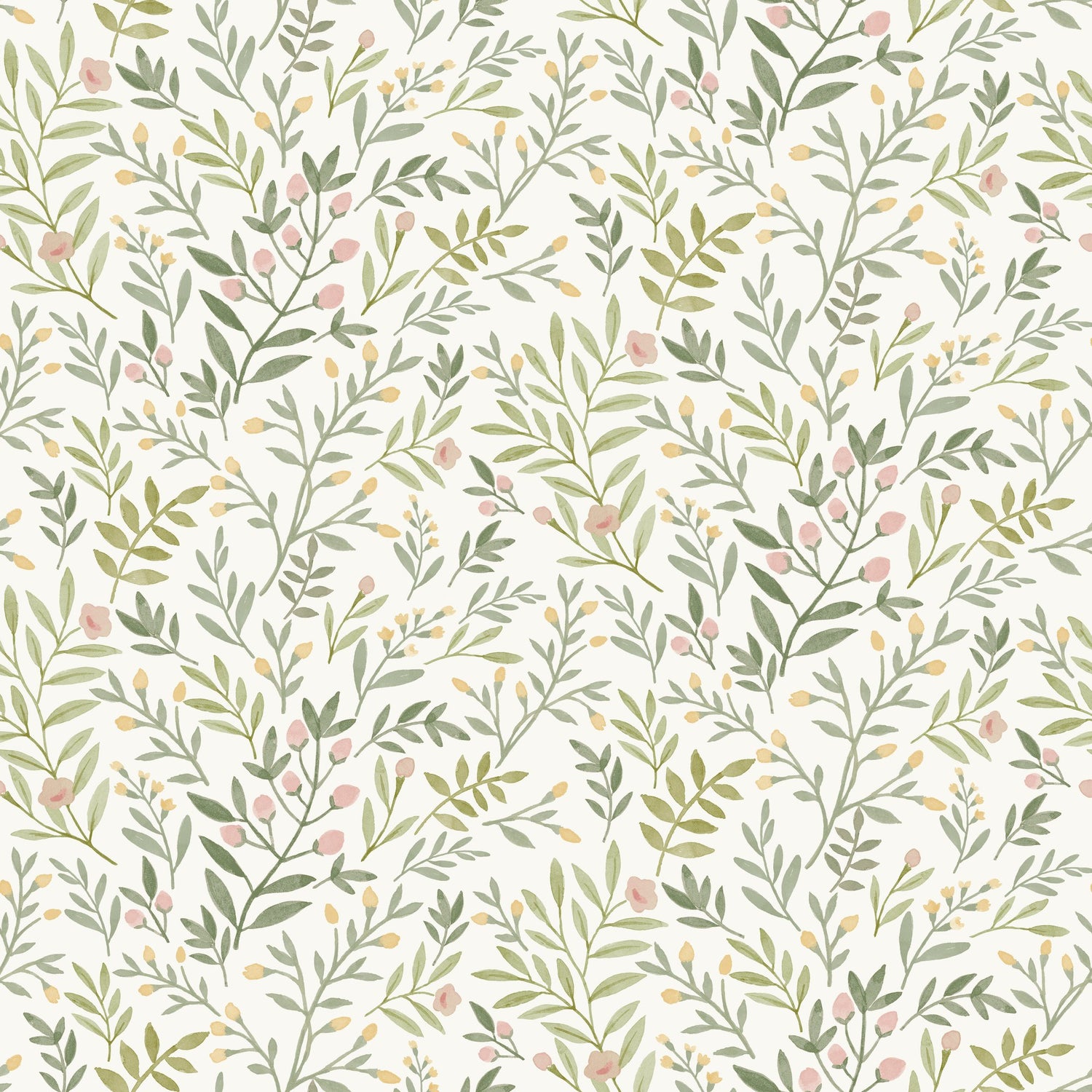 Classical Floral All-over Wallpaper in green color - pattern number INA78801 - by Grandeco in the Inia collection