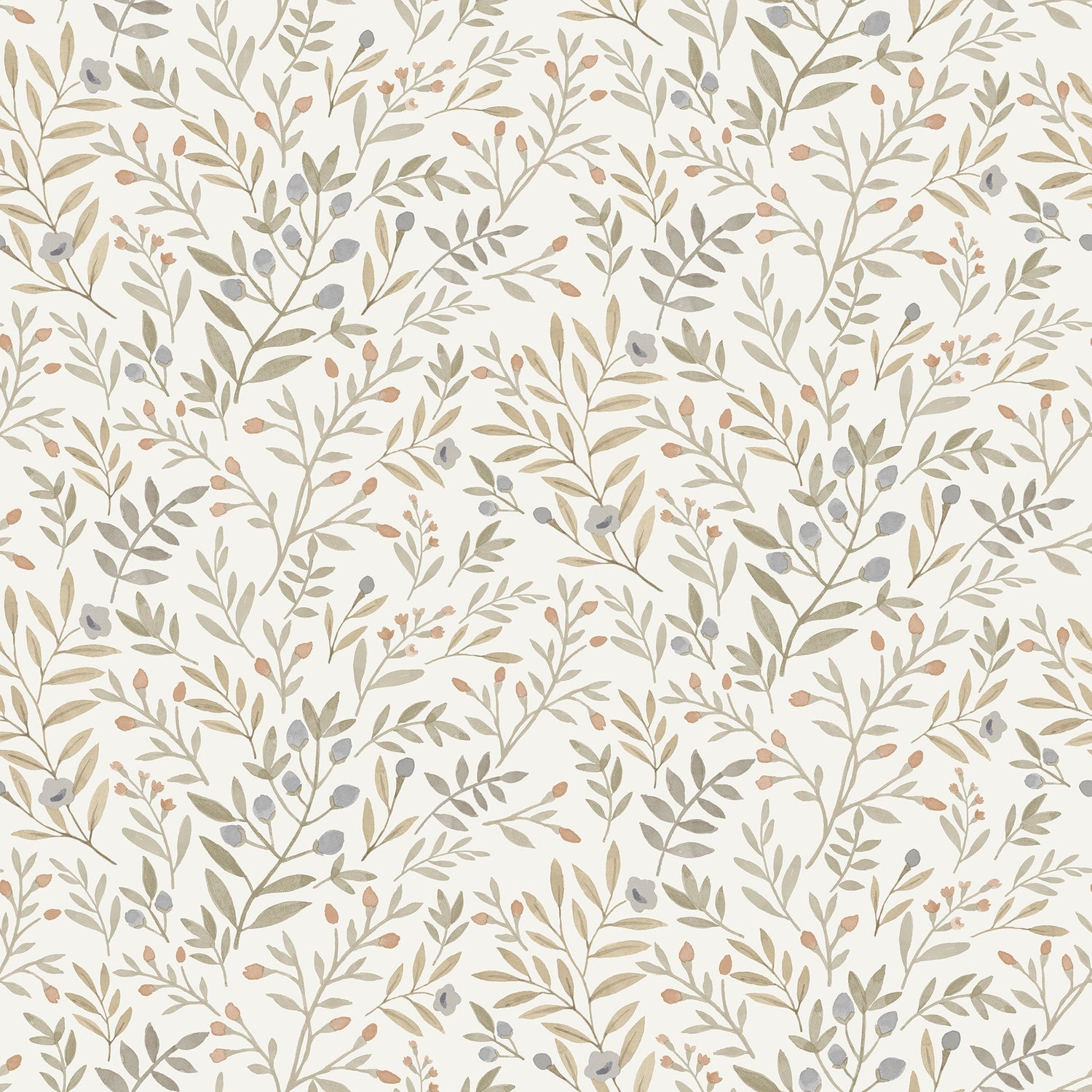 Classical Floral All-over Wallpaper in green color - pattern number INA78802 - by Grandeco in the Inia collection