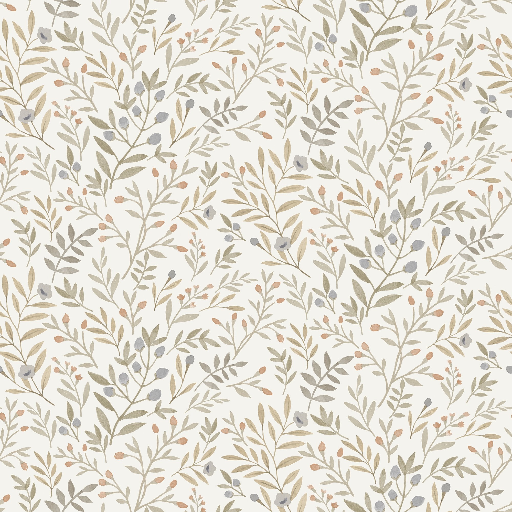 Classical Floral All-over Wallpaper in green color - pattern number INA78802 - by Grandeco in the Inia collection