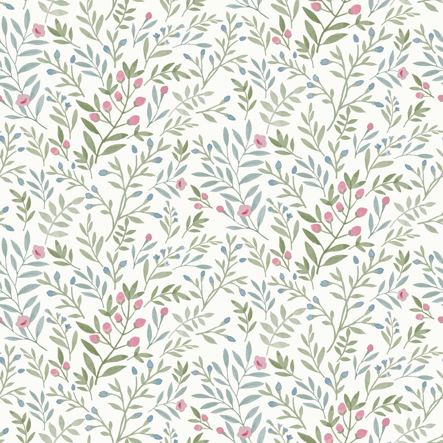 Classical Floral All-over Wallpaper in blue color - pattern number INA78803 - by Grandeco in the Inia collection