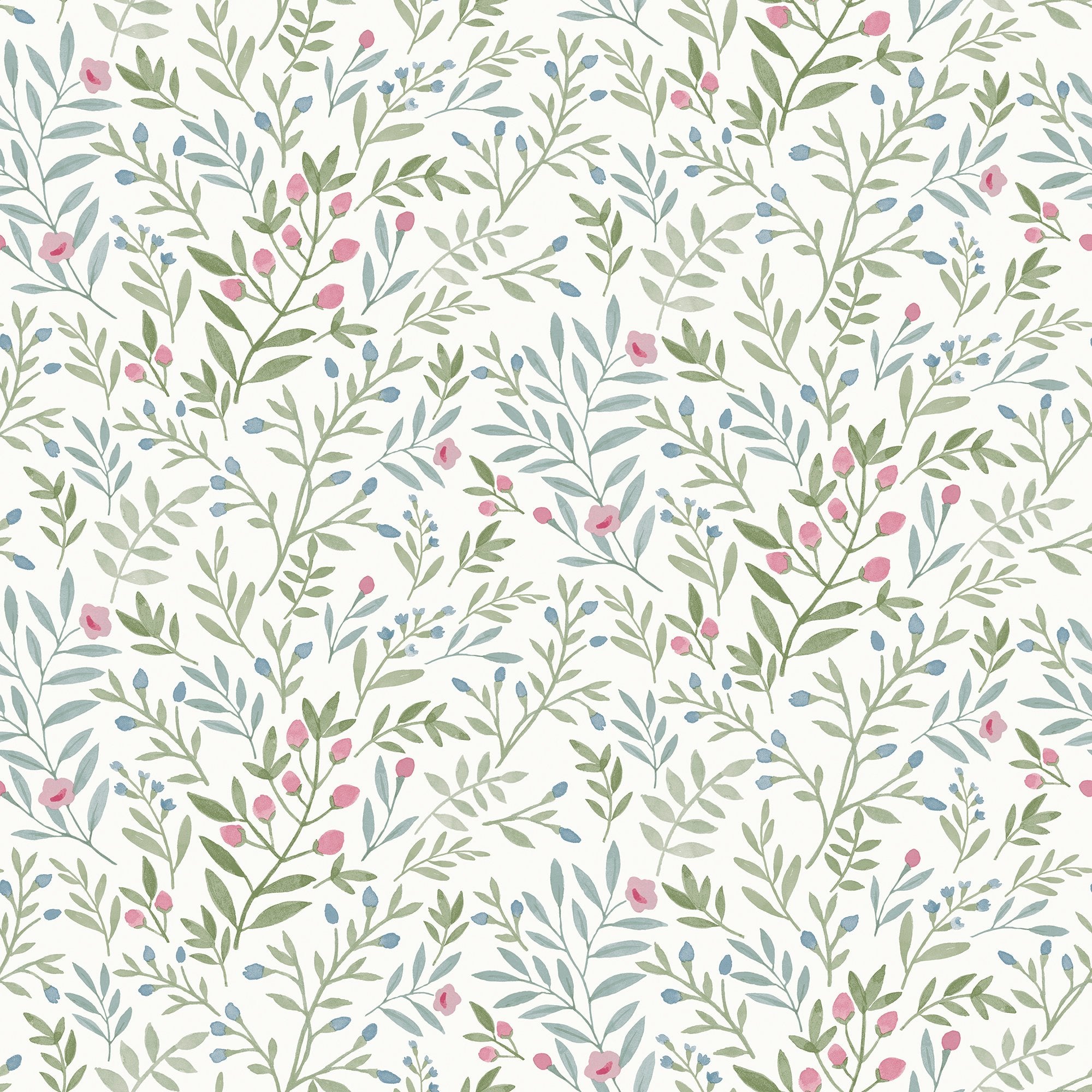 Classical Floral All-over Wallpaper in blue color - pattern number INA78803 - by Grandeco in the Inia collection