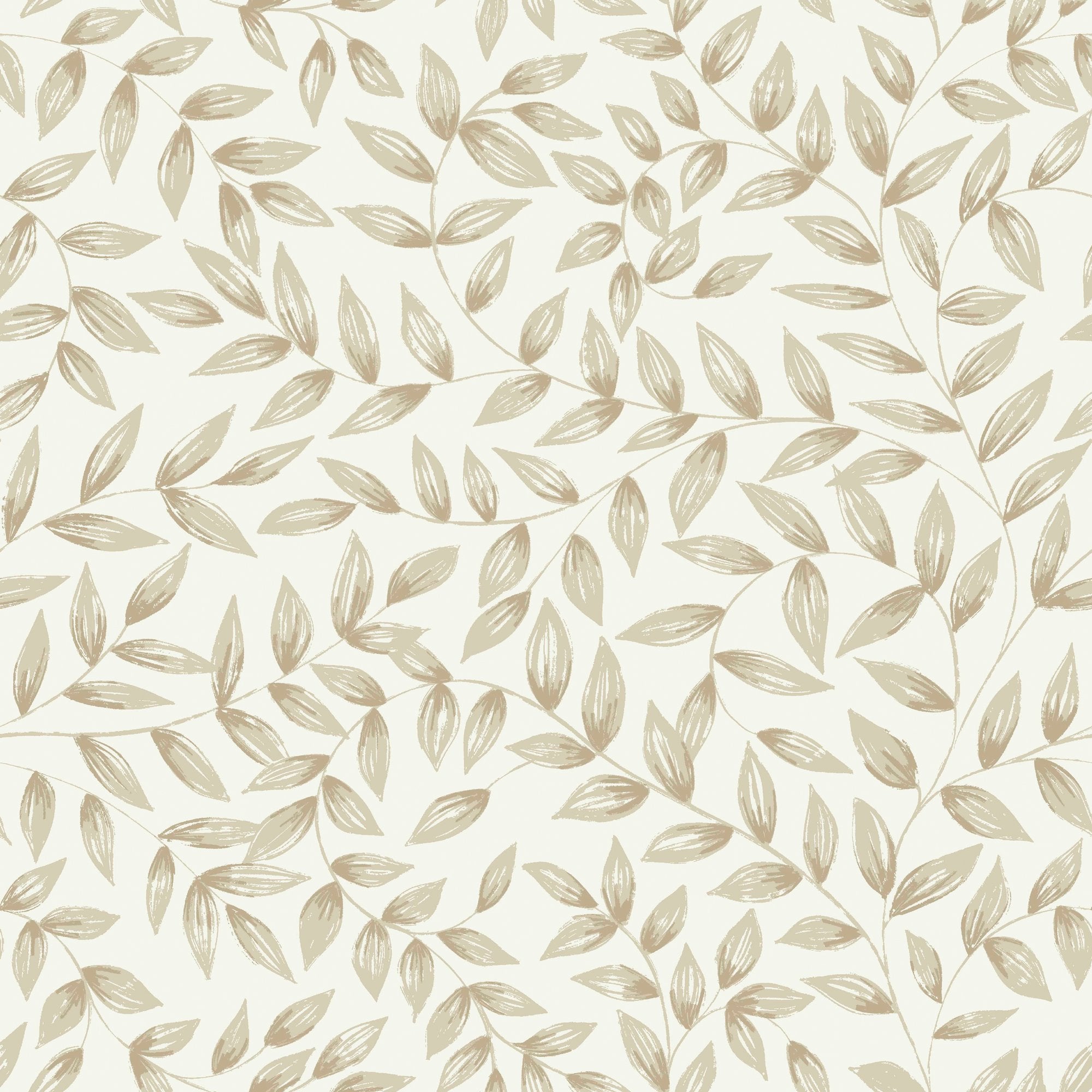 Branched Leaves All-over Wallpaper in beige color - pattern number INA79201 - by Grandeco in the Inia collection