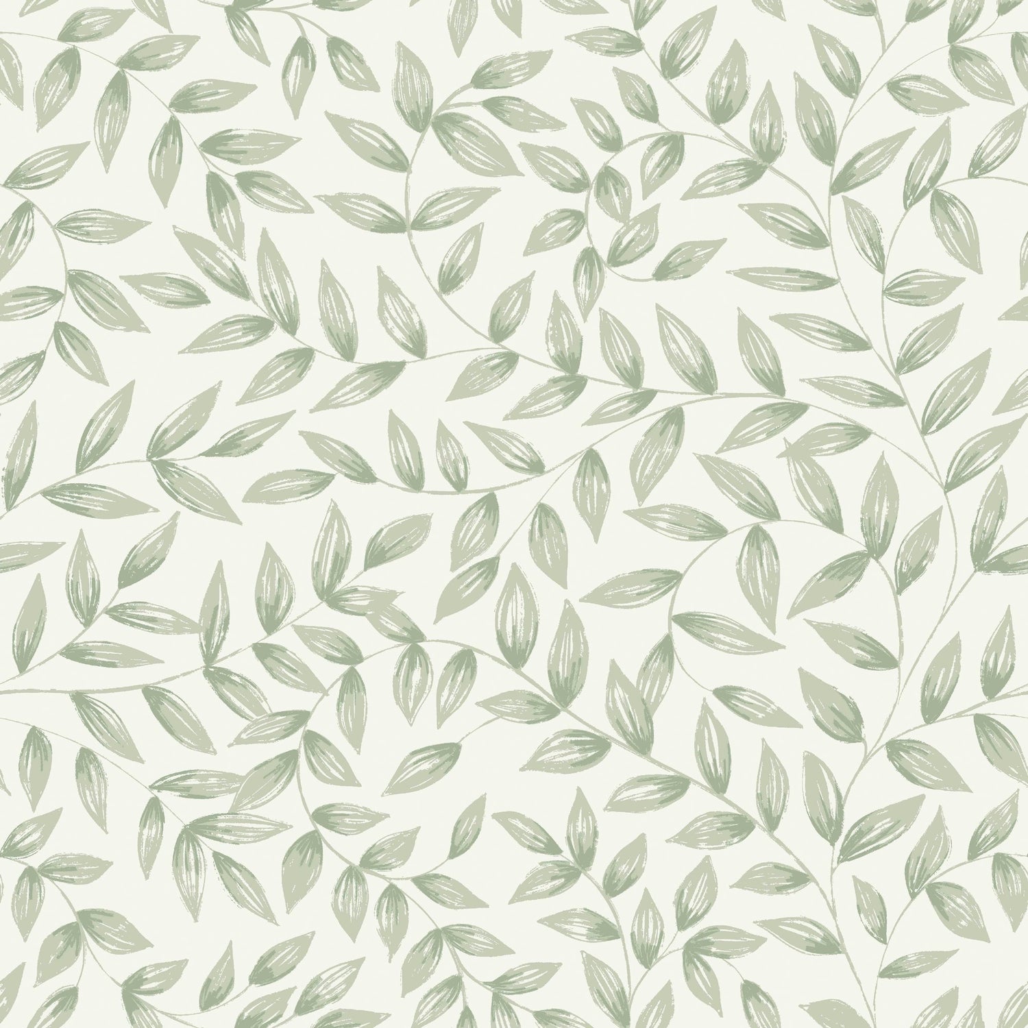 Branched Leaves All-over Wallpaper in green color - pattern number INA79202 - by Grandeco in the Inia collection