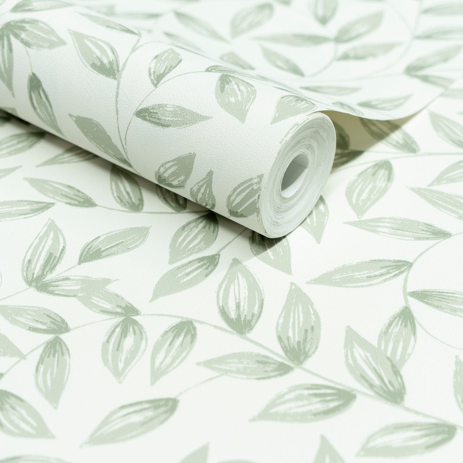 Branched Leaves All-over Wallpaper in green color - pattern number INA79202 - by Grandeco in the Inia collection
