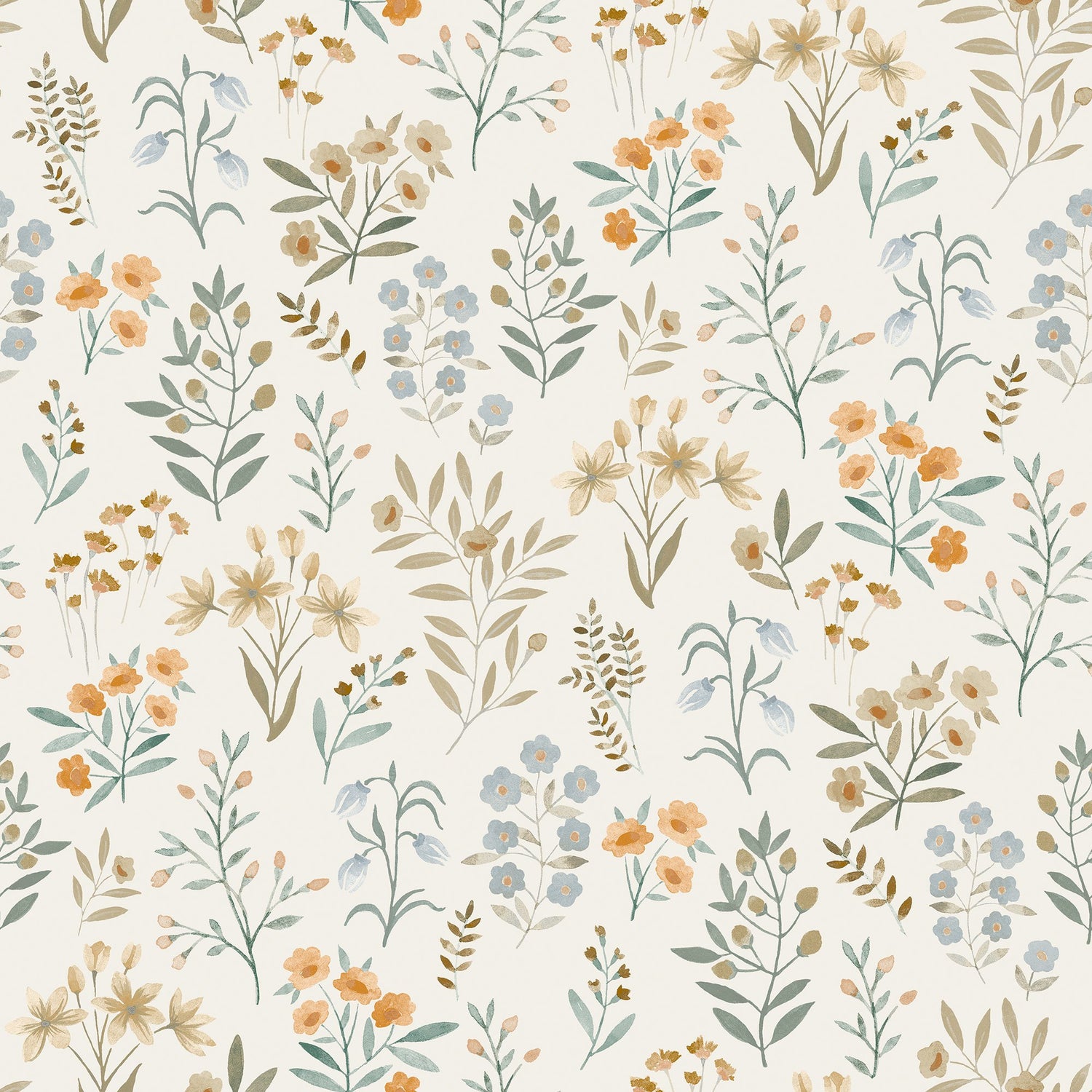 Classical Floral All-over Wallpaper in multi-colored color - pattern number INA80101 - by Grandeco in the Inia collection