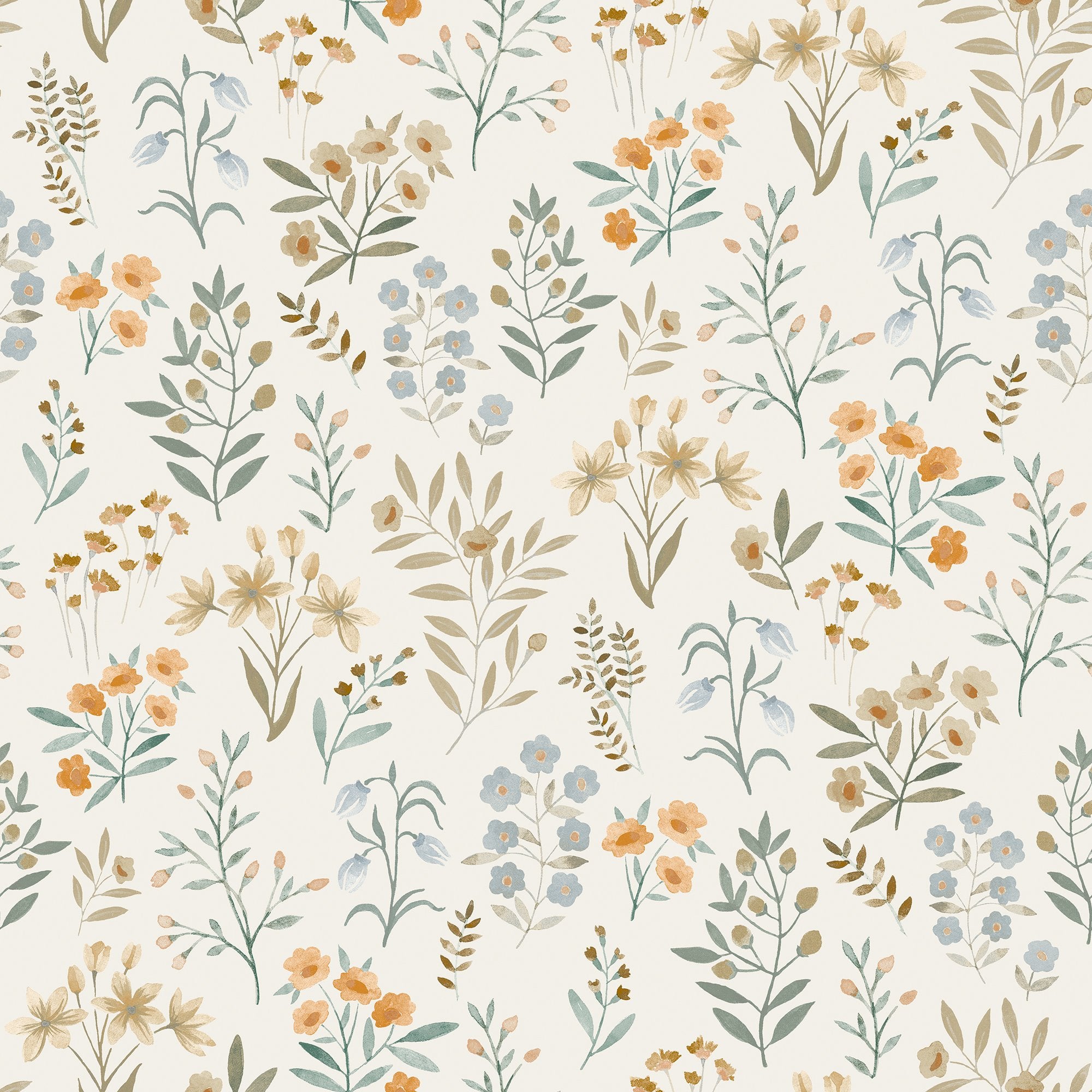 Classical Floral All-over Wallpaper in multi-colored color - pattern number INA80101 - by Grandeco in the Inia collection