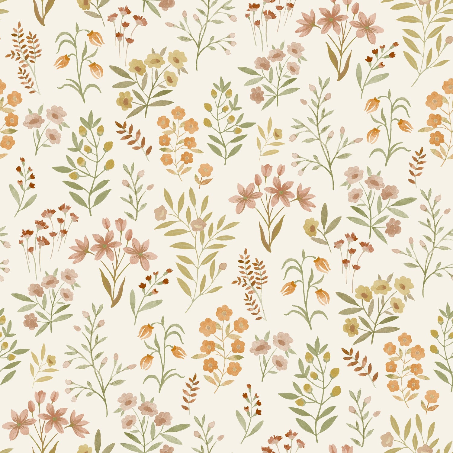 Classical Floral All-over Wallpaper in multi-colored color - pattern number INA80102 - by Grandeco in the Inia collection