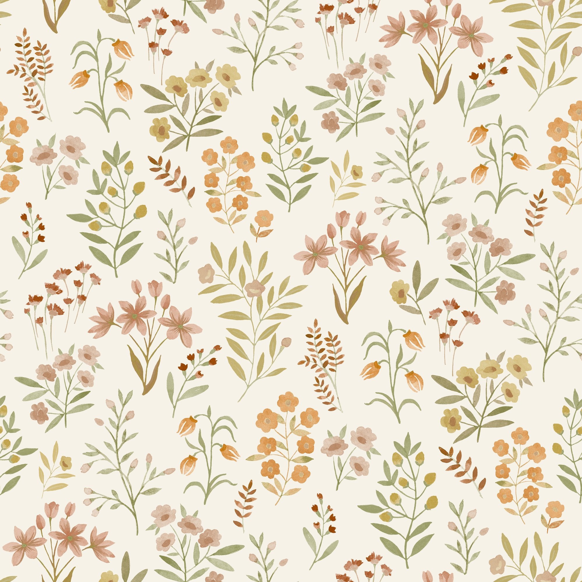 Classical Floral All-over Wallpaper in multi-colored color - pattern number INA80102 - by Grandeco in the Inia collection