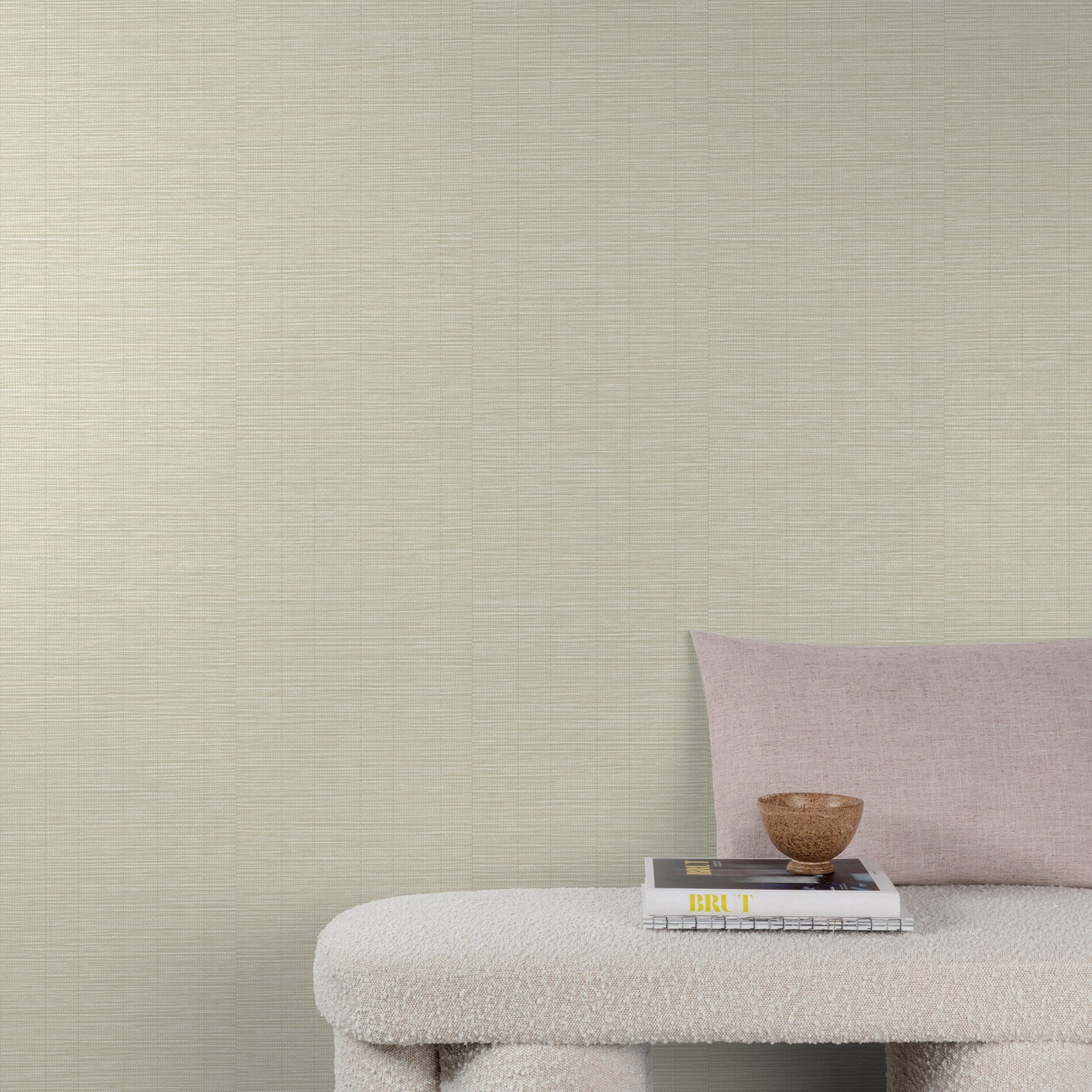 Textile Plain Wallpaper in cream color - pattern number A80302 - by Grandeco in the Structured Walls collection