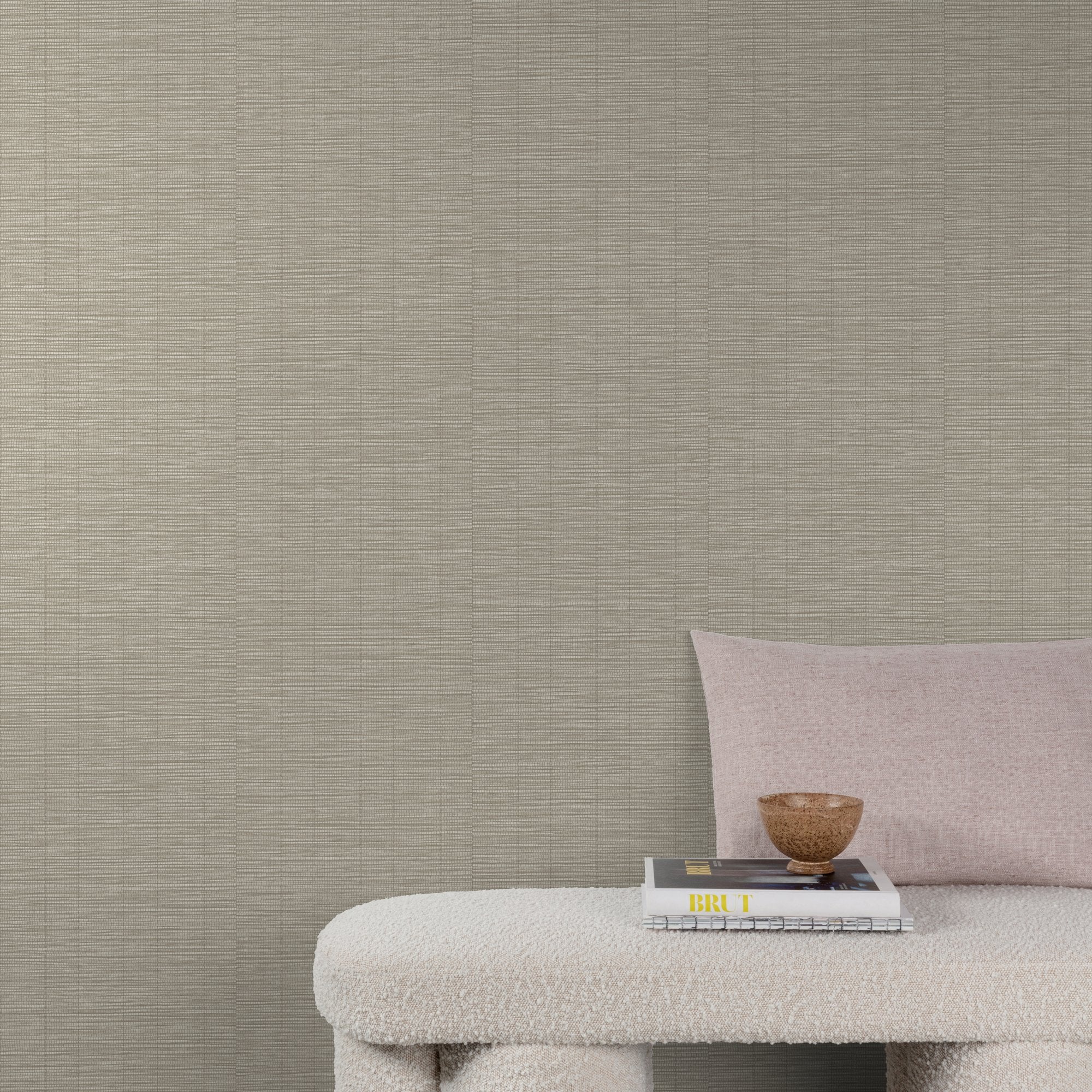 Textile Plain Wallpaper in beige color - pattern number A80303 - by Grandeco in the Structured Walls collection