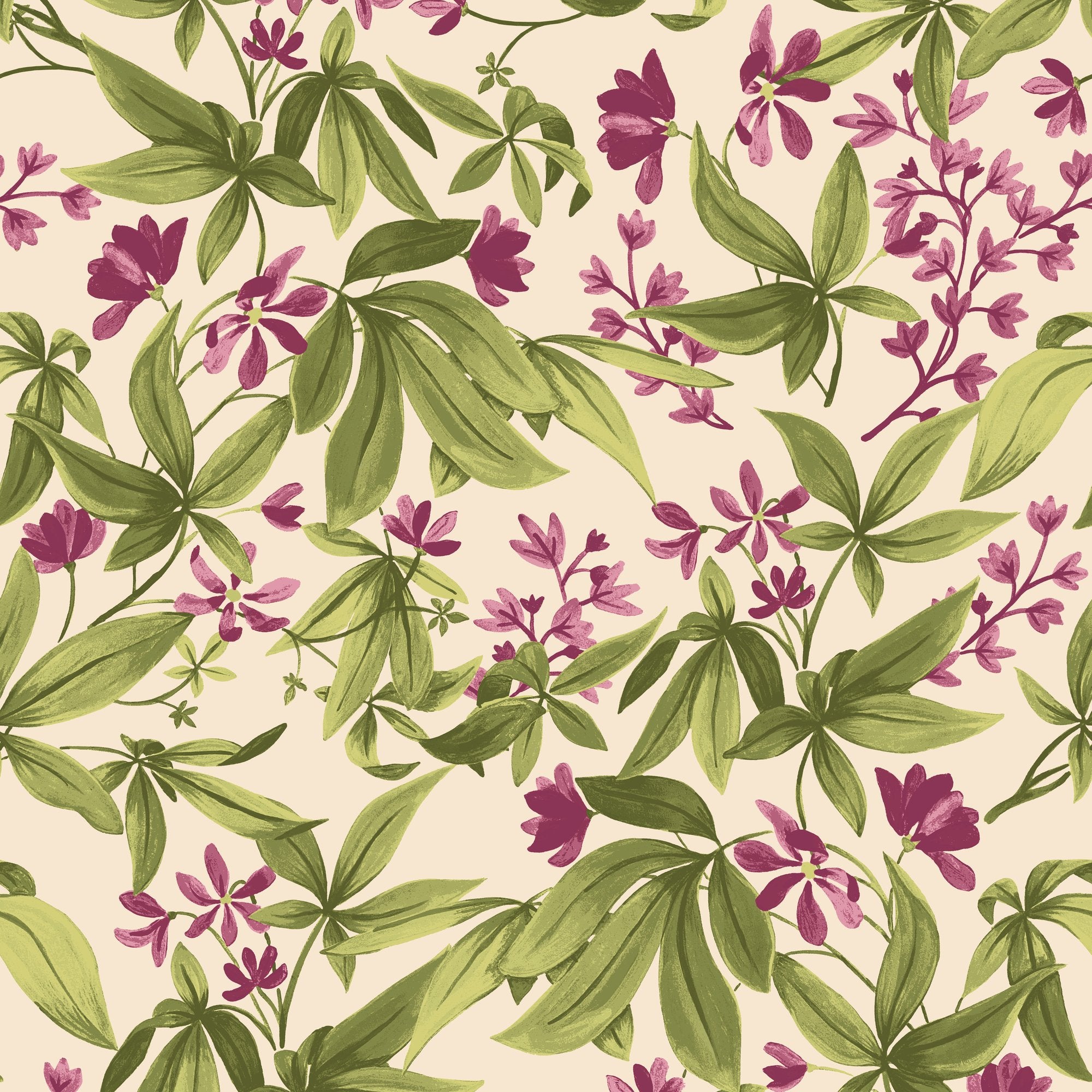 Classical Floral All-over Wallpaper in green color - pattern number INA80402 - by Grandeco in the Inia collection