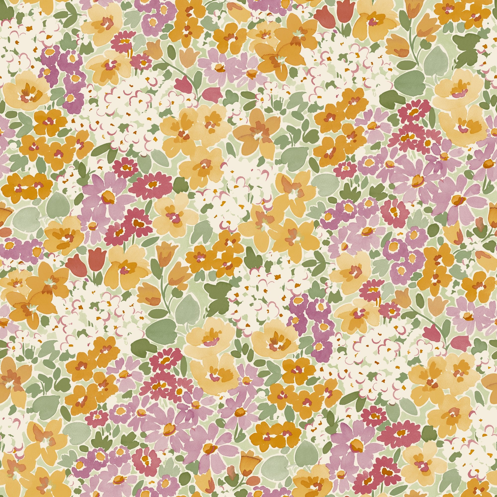 Classical Floral All-over Wallpaper in multi-colored color - pattern number INA80501 - by Grandeco in the Inia collection