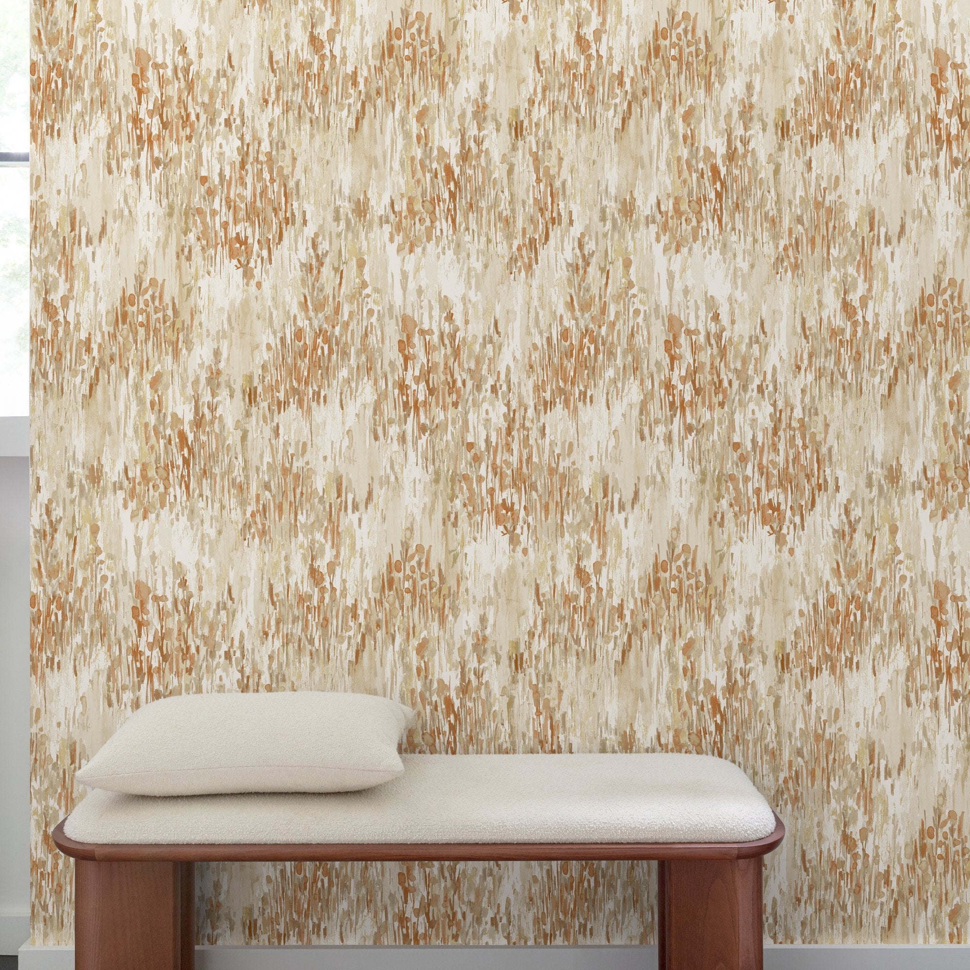 Ethnic All-over Wallpaper in orange color - pattern number INA82802 - by Grandeco in the Inia collection