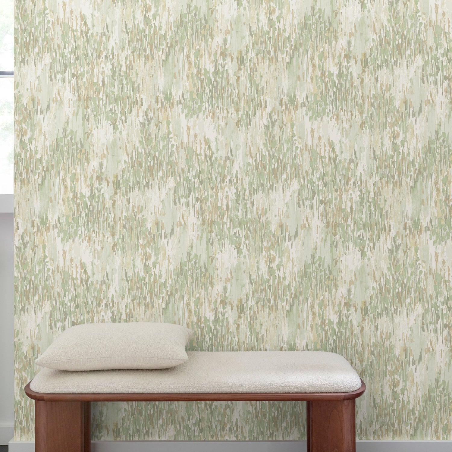 Ethnic All-over Wallpaper in green color - pattern number INA82803 - by Grandeco in the Inia collection