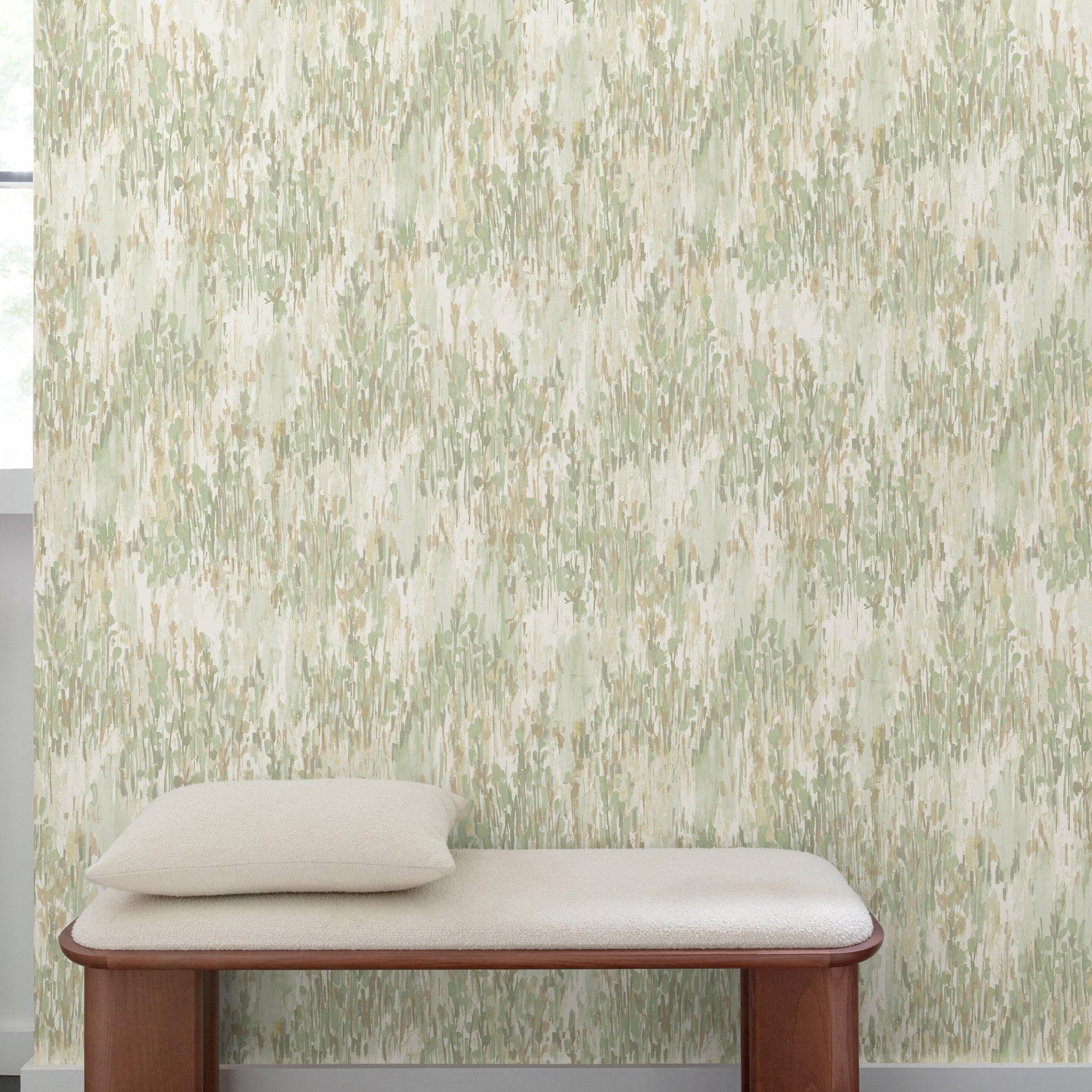 Ethnic All-over Wallpaper in green color - pattern number INA82803 - by Grandeco in the Inia collection