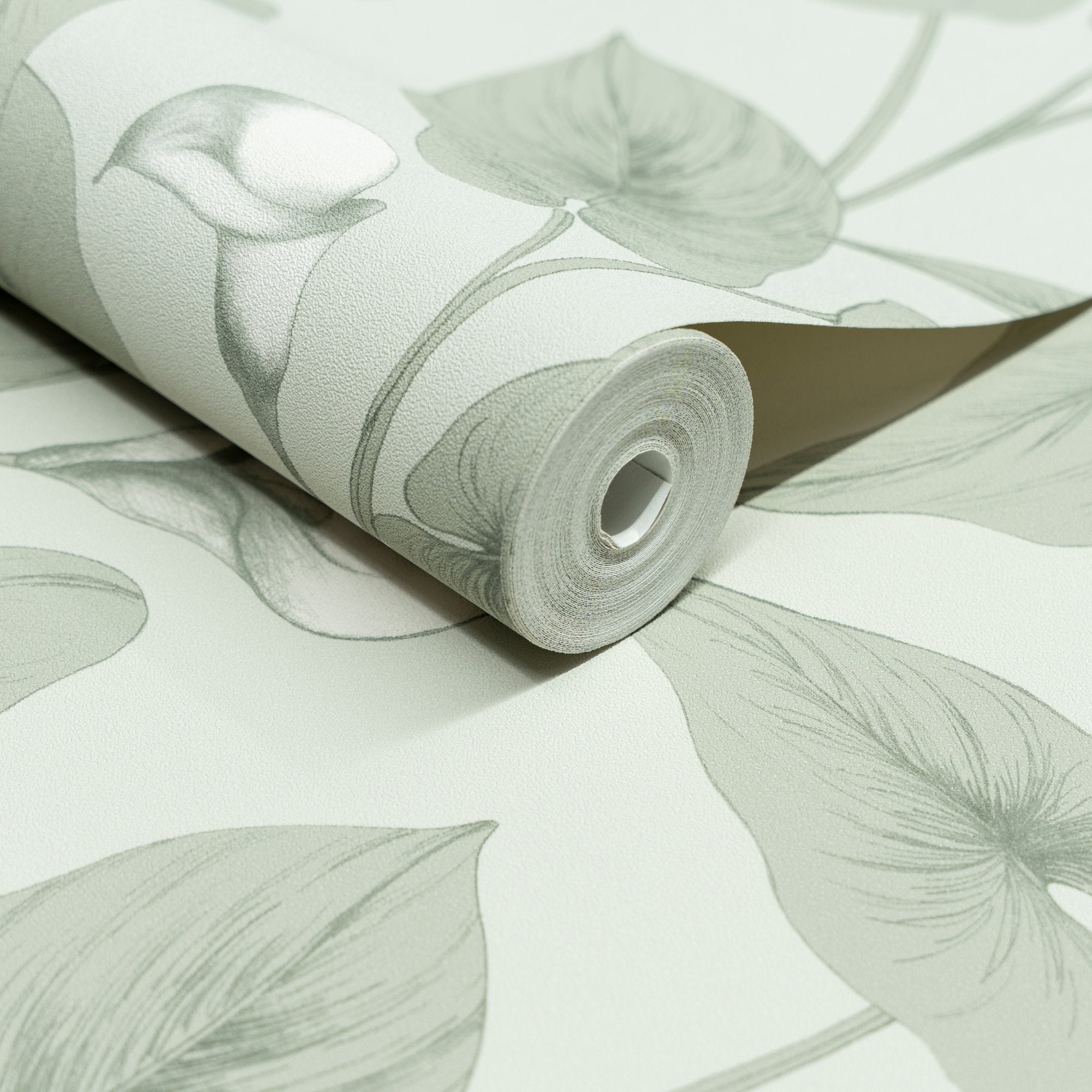Branched Leaves All-over Wallpaper in green color - pattern number INA83601 - by Grandeco in the Inia collection
