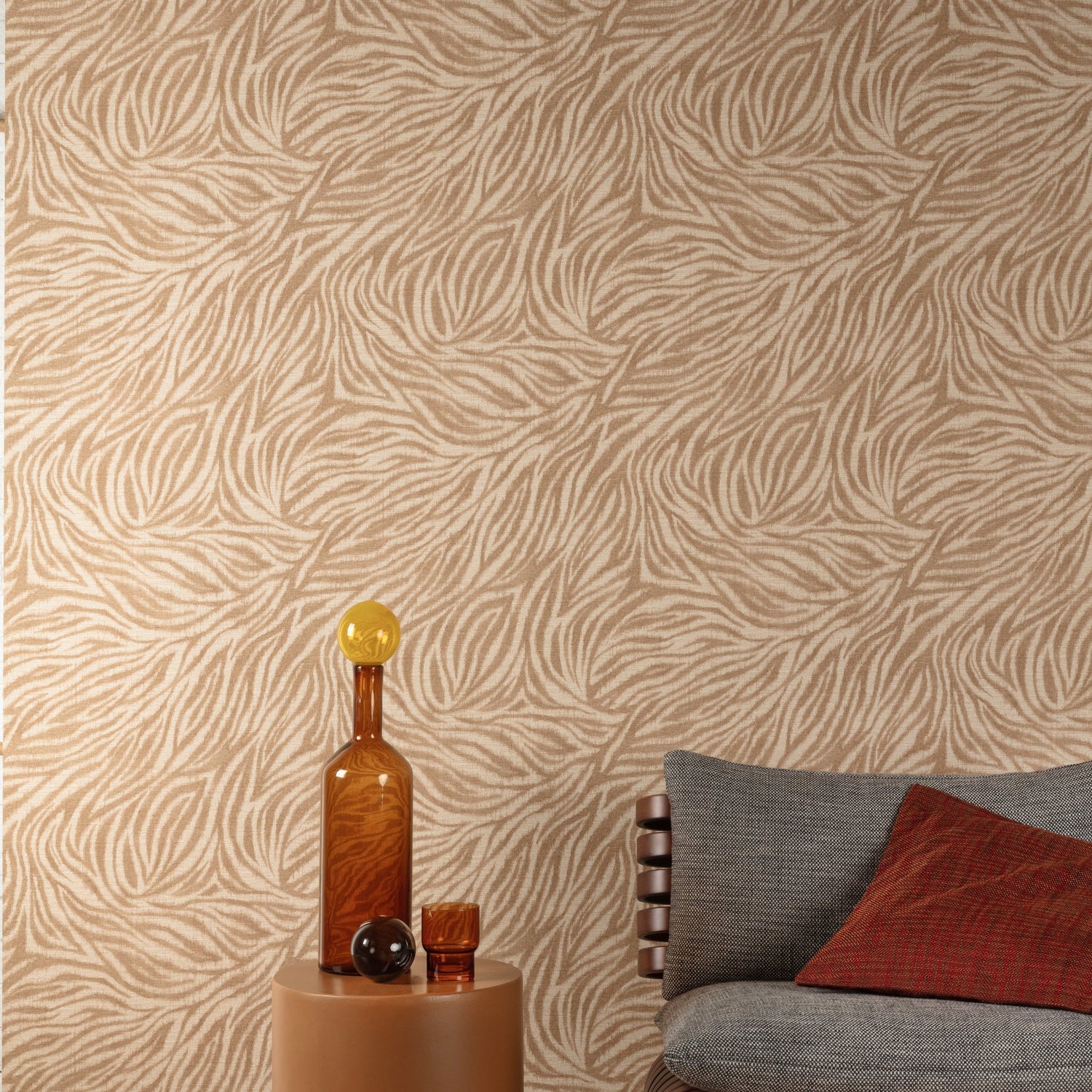 Abstract all-over Wallpaper in orange color - pattern number A84104 - by Grandeco in the Structured Walls collection