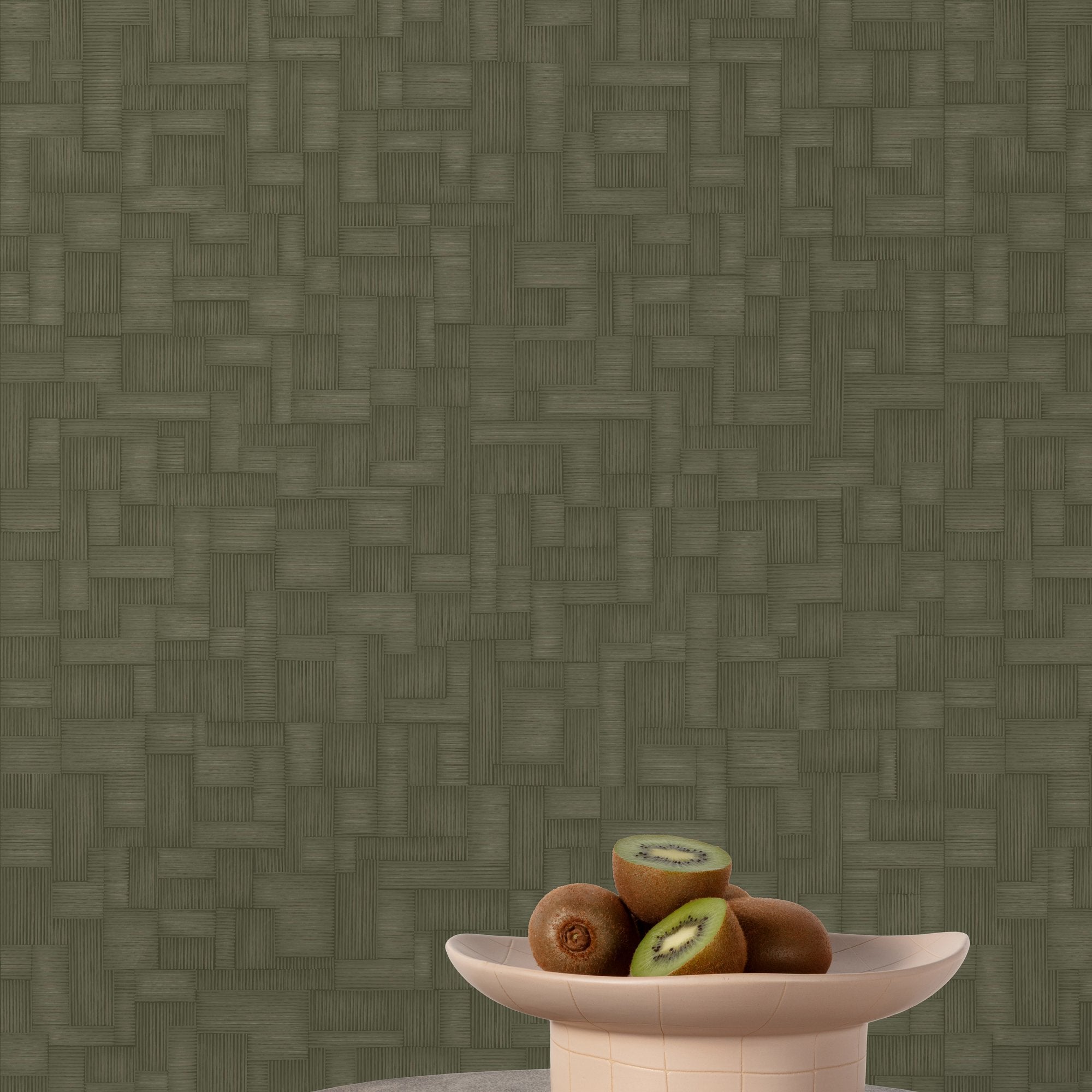 Geometric All-over Wallpaper in green color - pattern number A85201 - by Grandeco in the Structured Walls collection