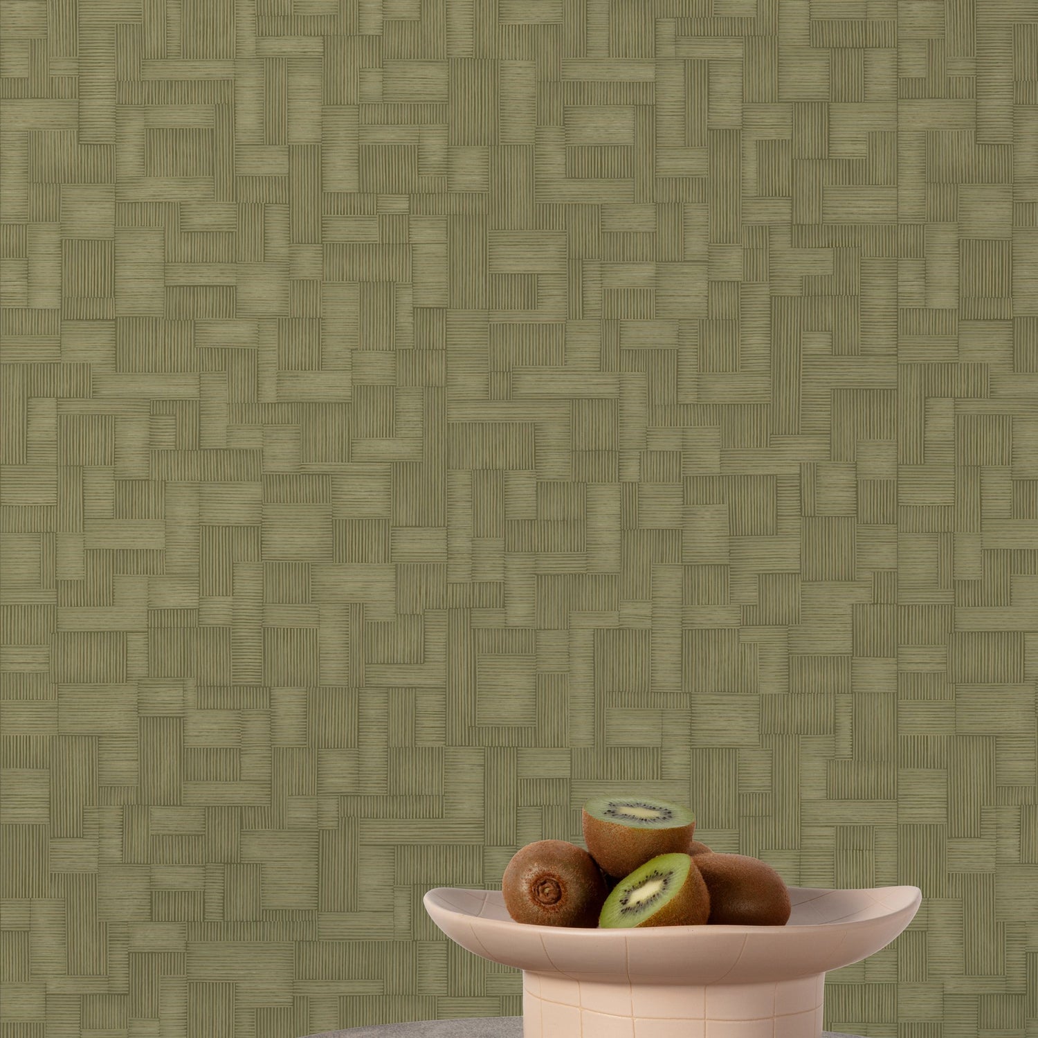 Geometric All-over Wallpaper in green color - pattern number A85202 - by Grandeco in the Structured Walls collection