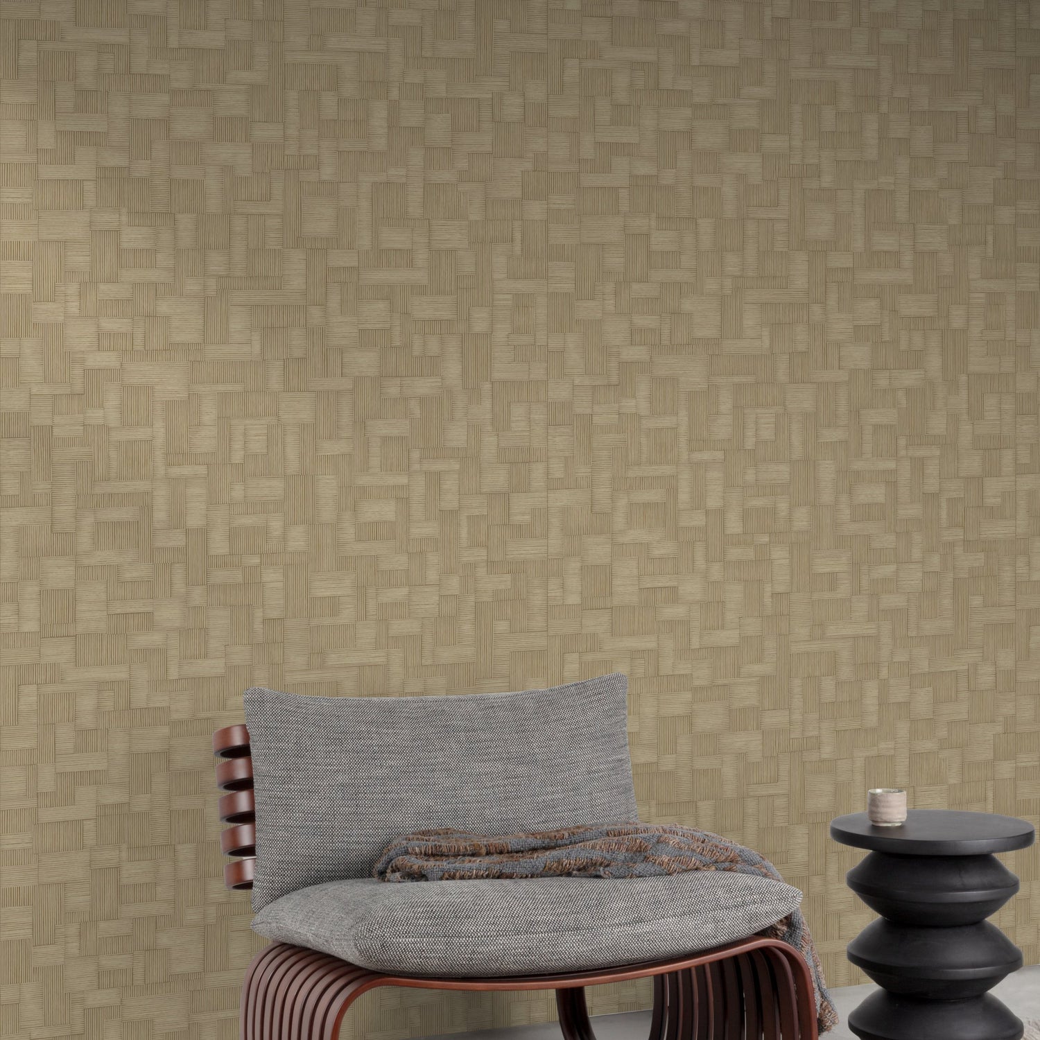 Geometric All-over Wallpaper in beige color - pattern number A85206 - by Grandeco in the Structured Walls collection
