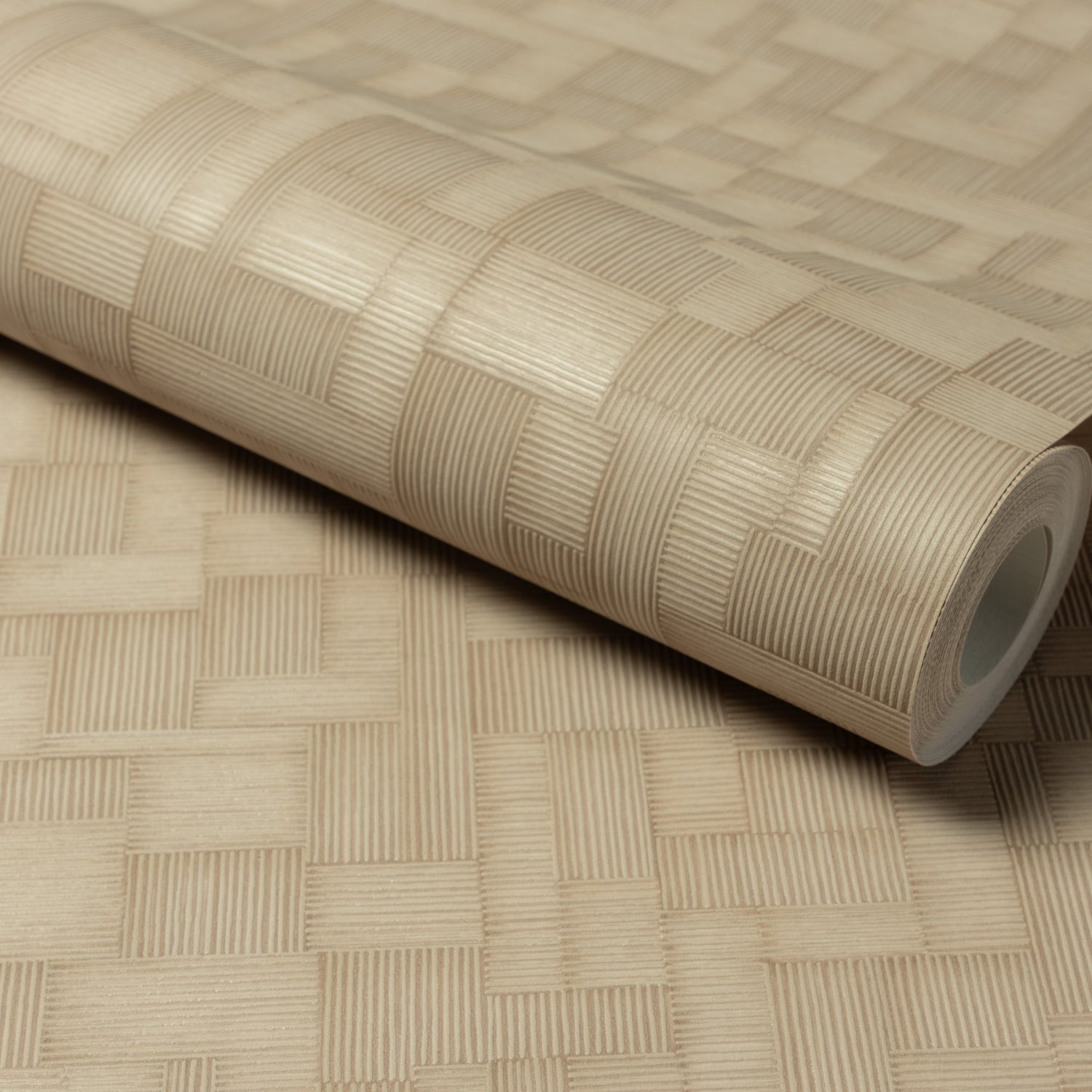 Geometric All-over Wallpaper in beige color - pattern number A85206 - by Grandeco in the Structured Walls collection
