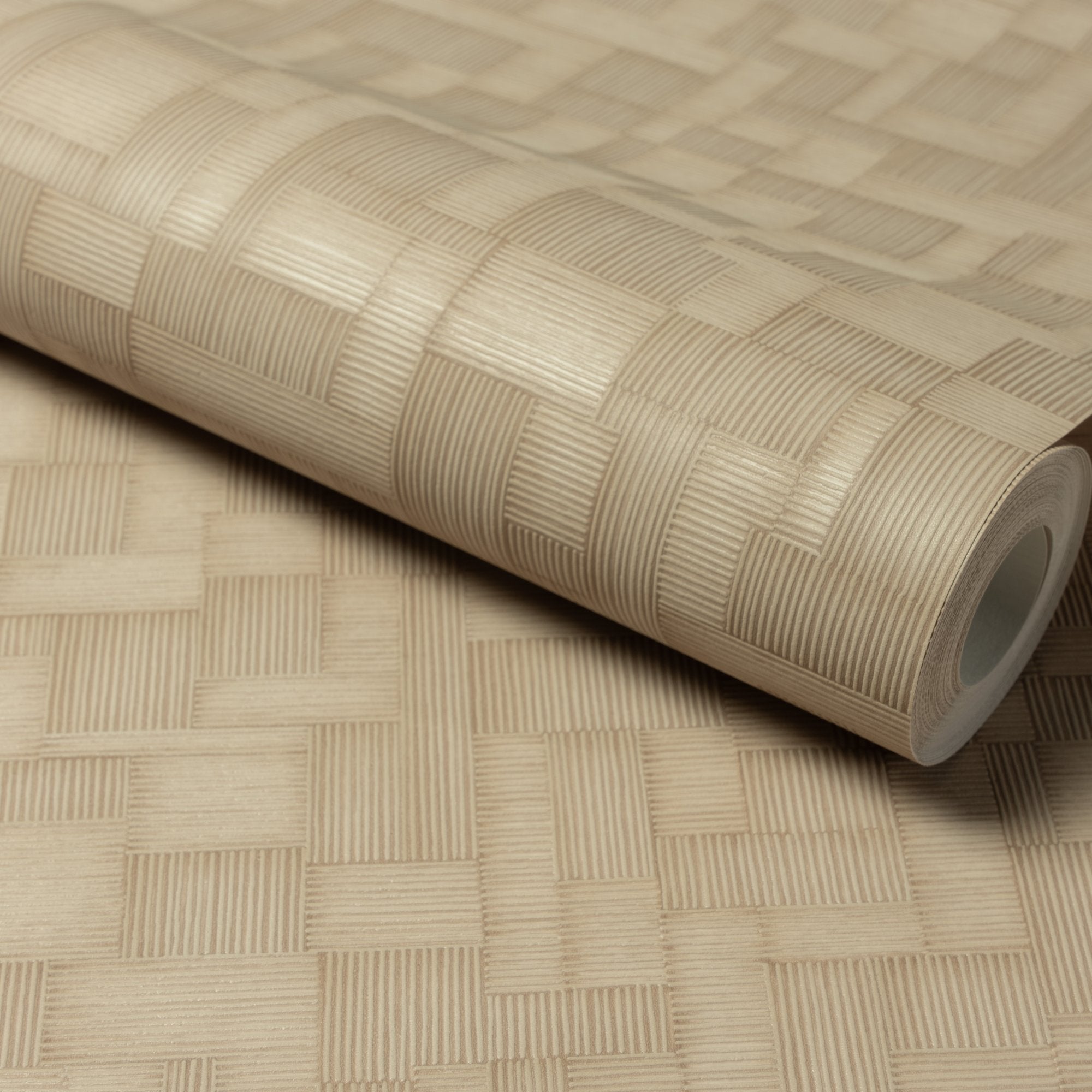 Geometric All-over Wallpaper in beige color - pattern number A85206 - by Grandeco in the Structured Walls collection