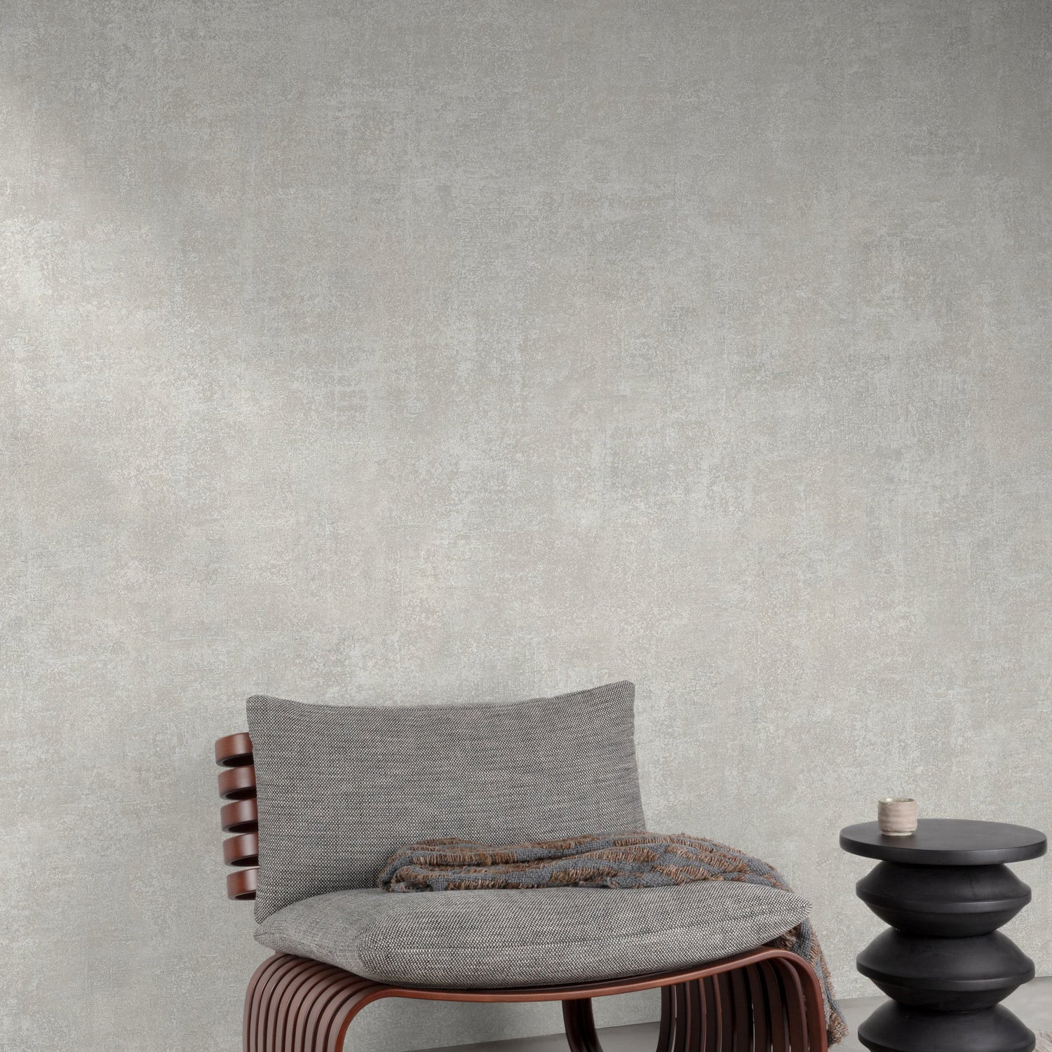 Authentic Plaster Plain Wallpaper in grey color - pattern number A85401 - by Grandeco in the Structured Walls collection