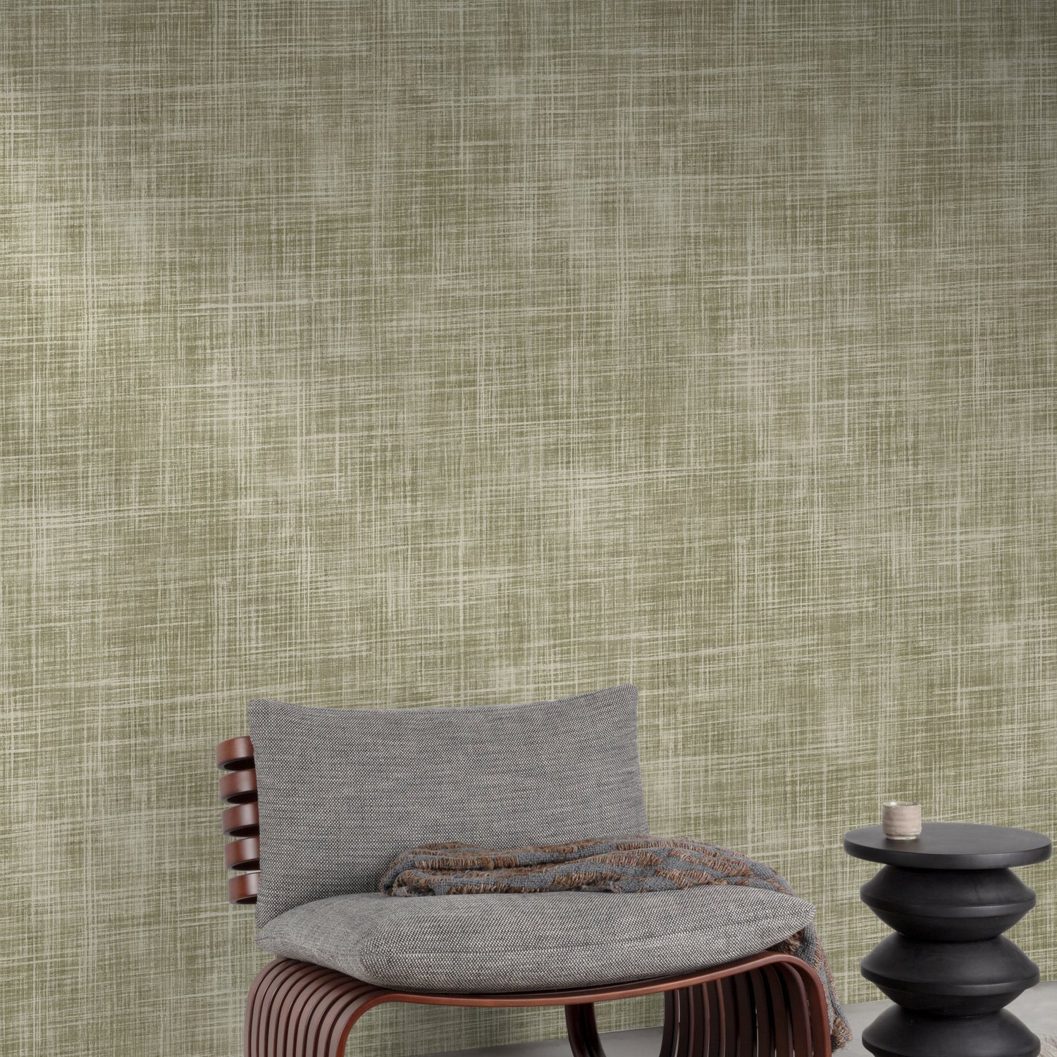 Textile Plain Wallpaper in green color - pattern number A85502 - by Grandeco in the Structured Walls collection