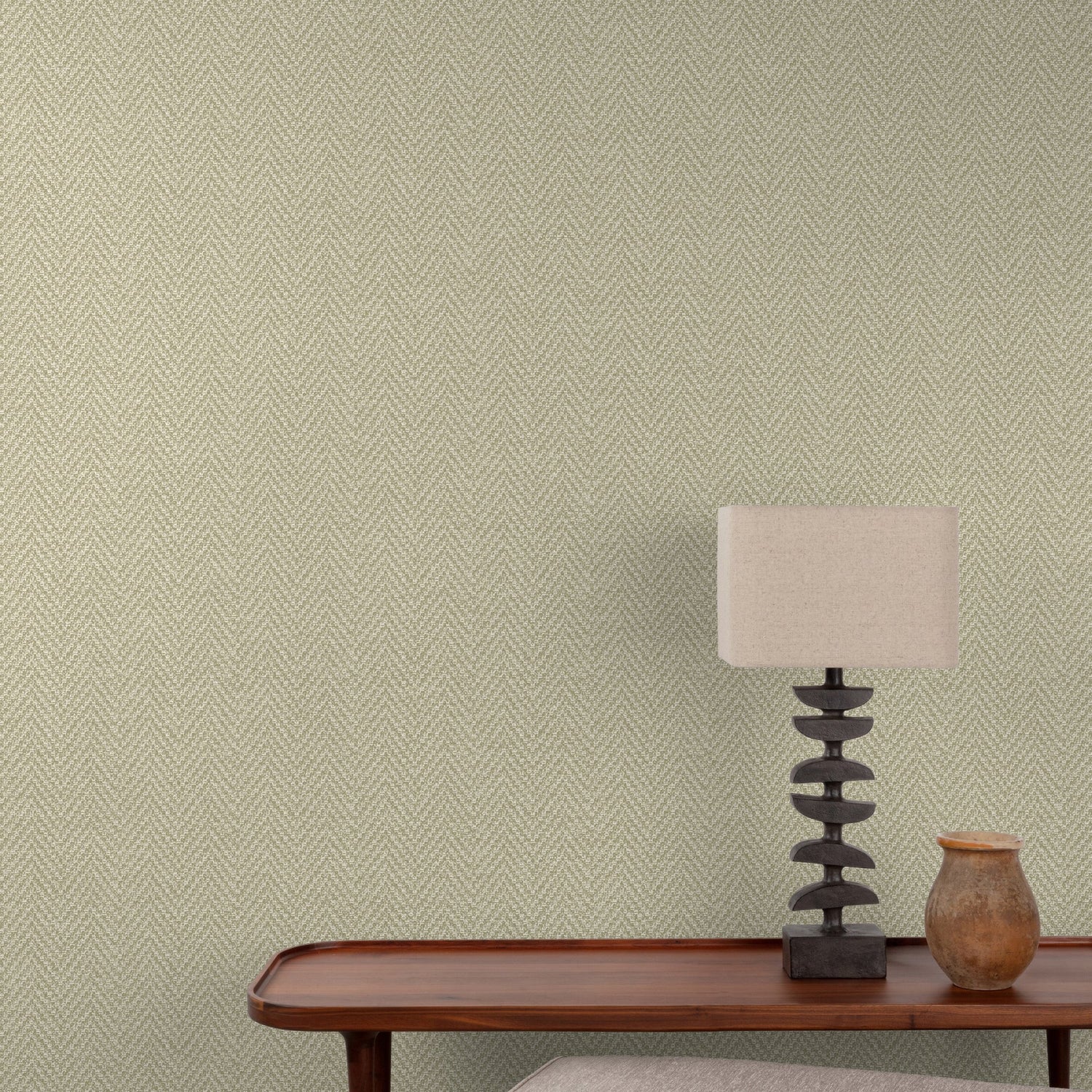 Faux Unis Natural Wallpaper in green color - pattern number A86204 - by Grandeco in the Structured Walls collection