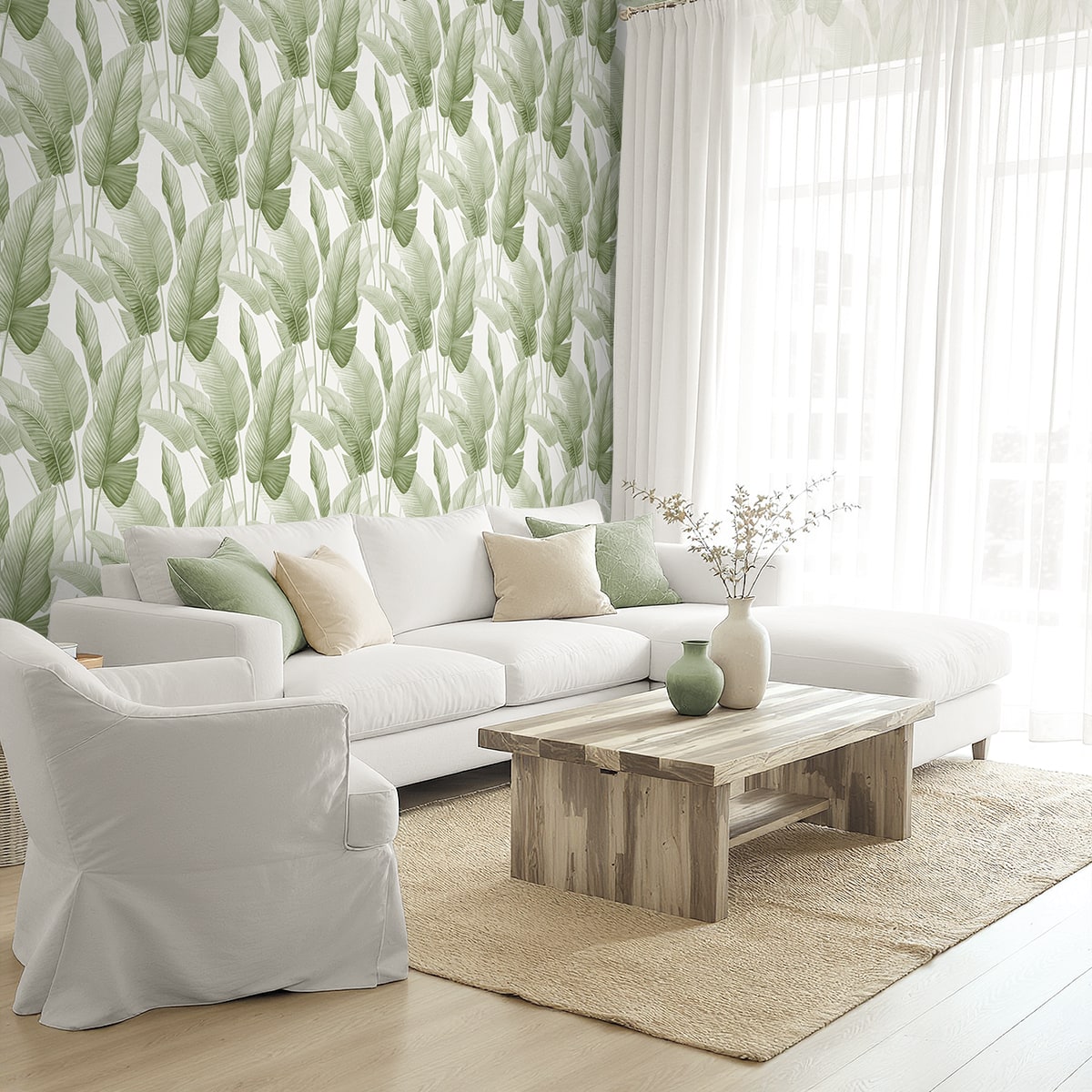 Mantra Wallpaper in baby lettuce color - pattern number AG60004 - by Seabrook in the Bali Tropical collection