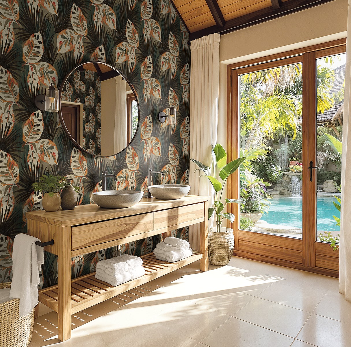 Karma Wallpaper in autumn color - pattern number AG60206 - by Seabrook in the Bali Tropical collection